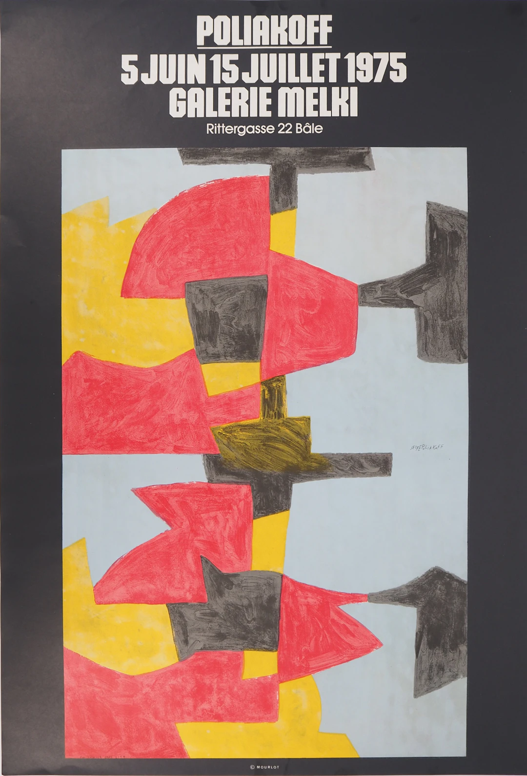 Serge POLIAKOFF : Composition rouge, jaune et noire, Affiche en lithographie