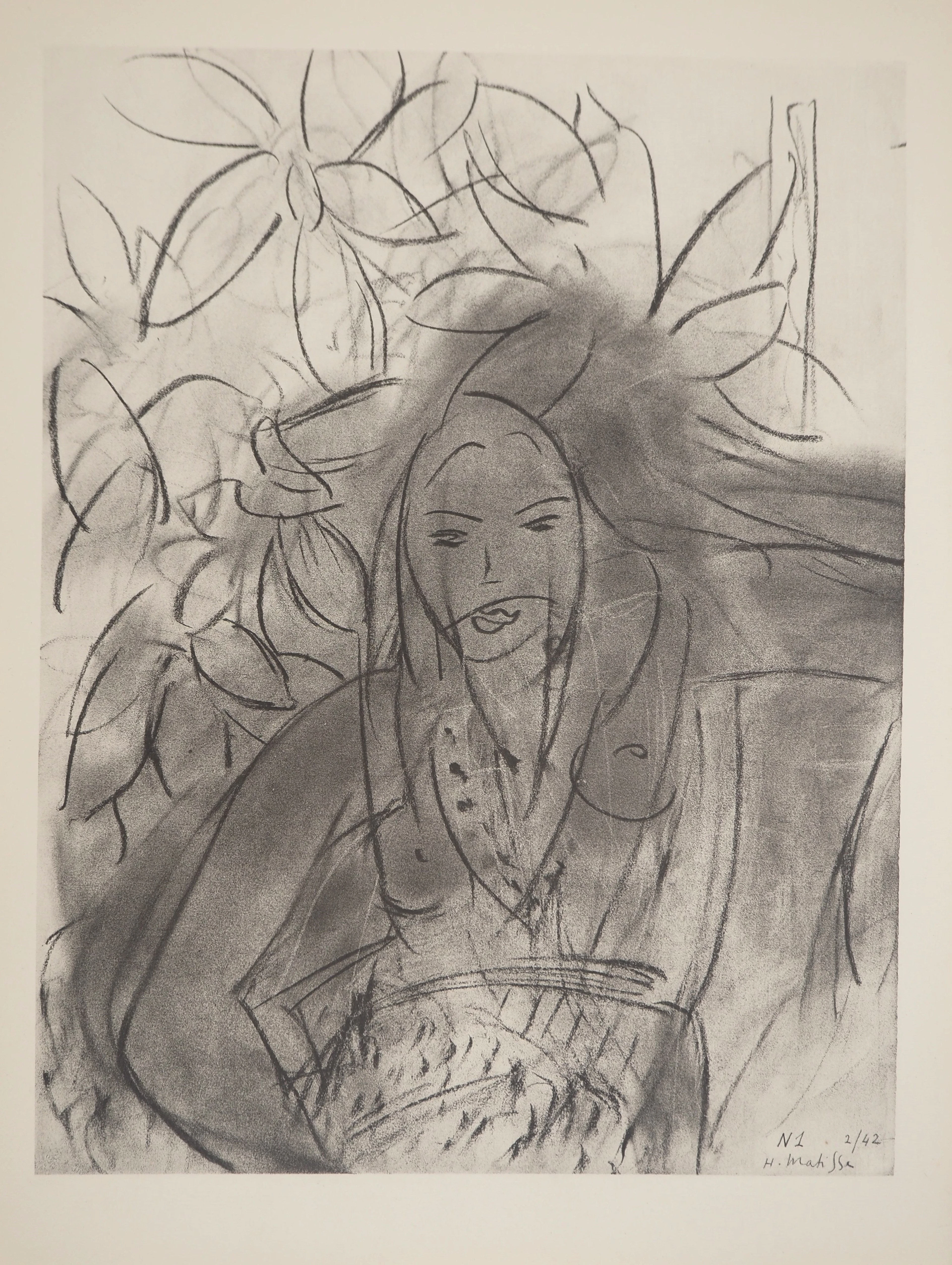 Henri MATISSE : Nu aux fleurs, Lithographie signée
