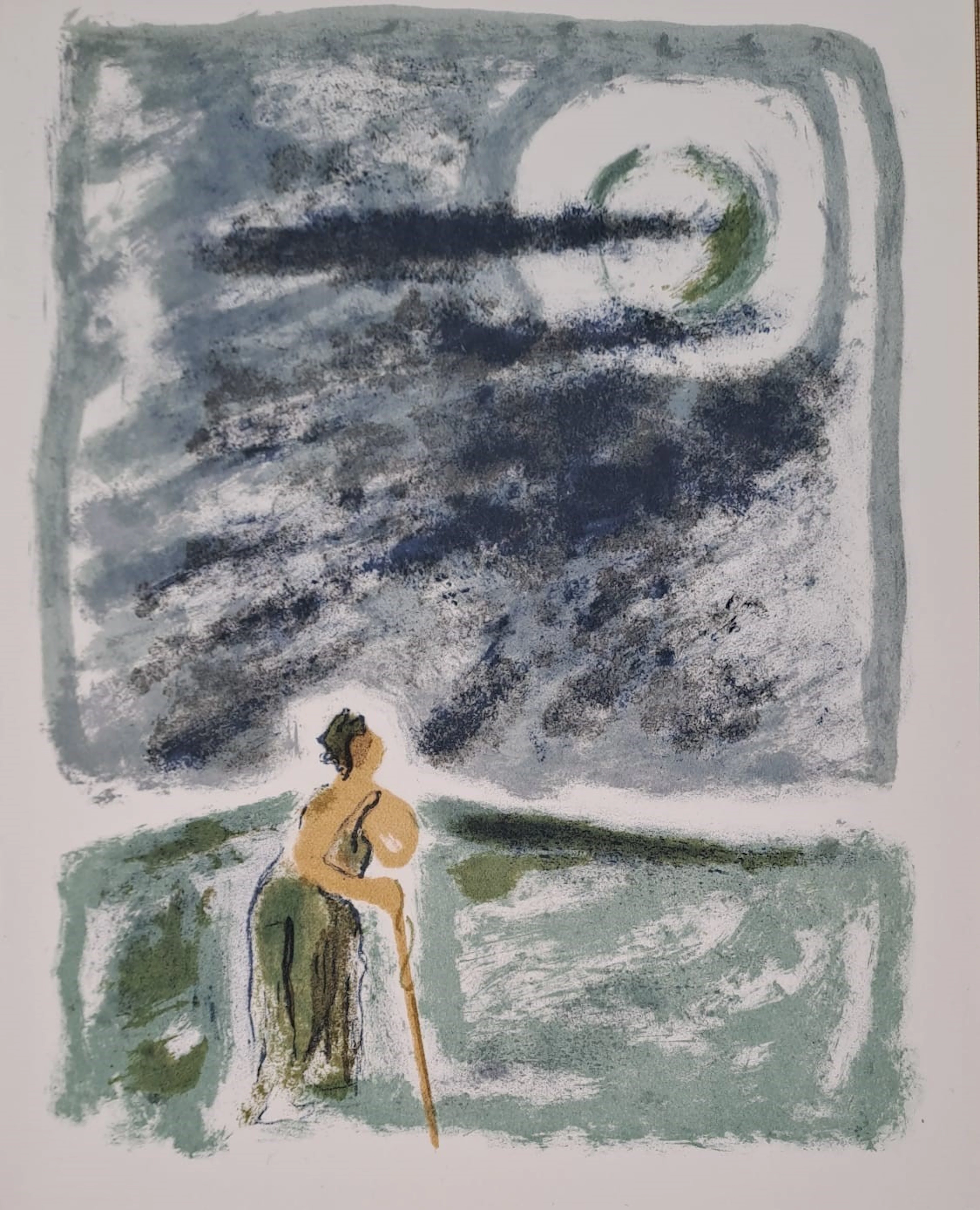 Jules Cavailles - Femme à la canne - Lithographie originale