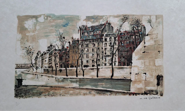Michel de Gallard - Quai de Seine - Lithographie originale signée