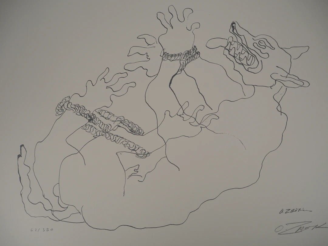 Ossip ZADKINE : Mythologie Cerbère capturé - Lithographie originale signée