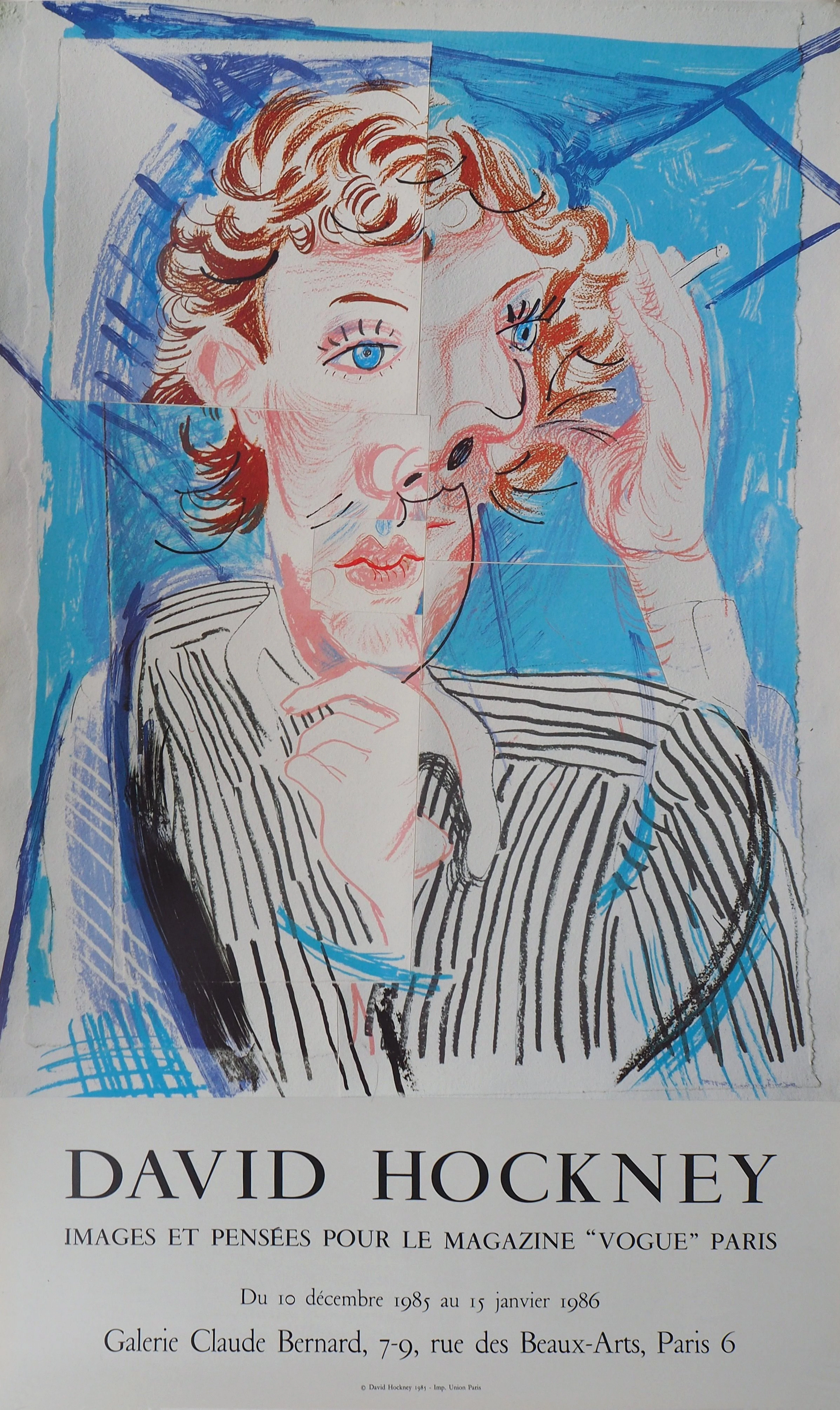 David HOCKNEY : Portrait cubiste, 1985 - Affiche originale d’époque