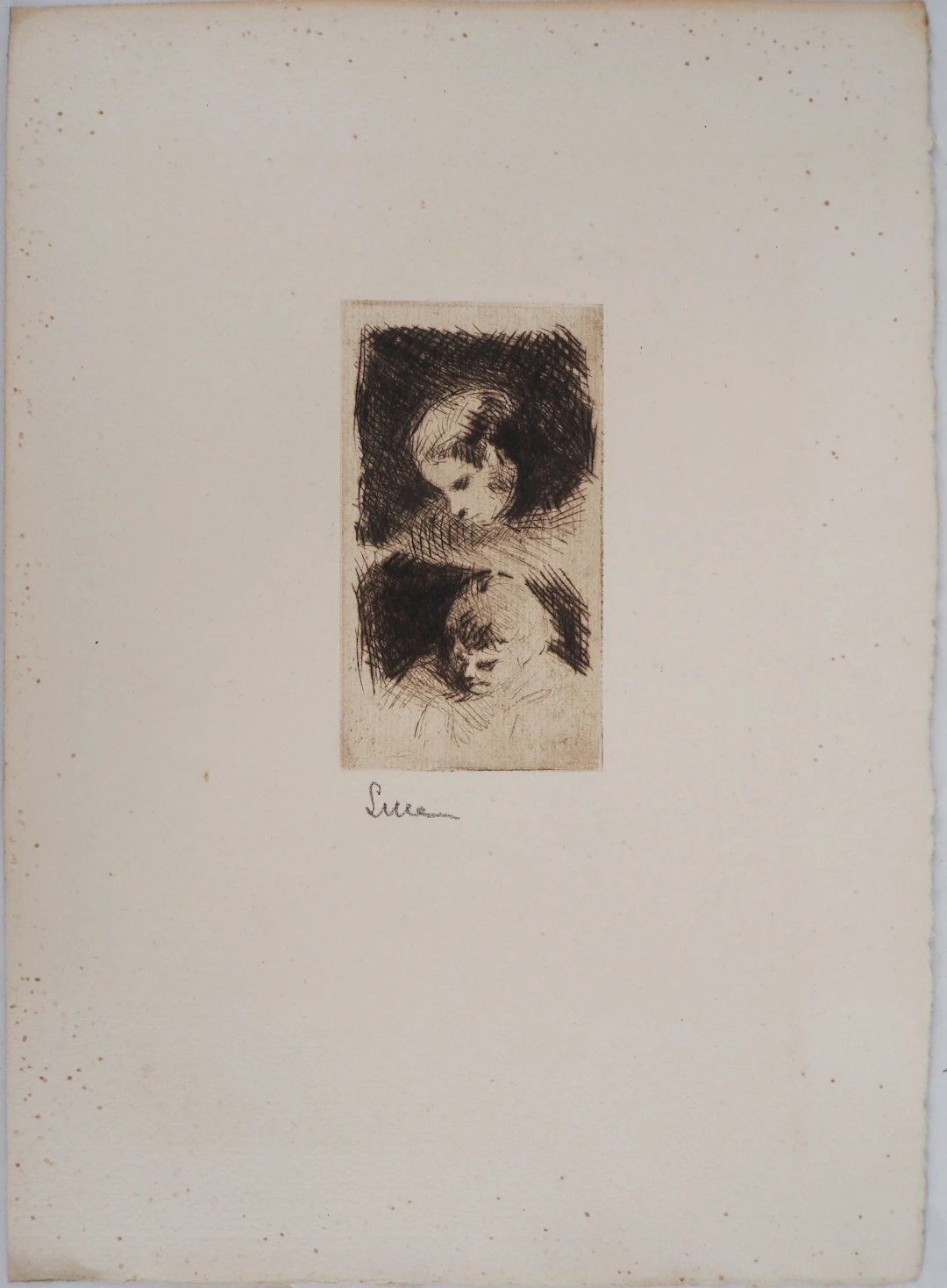 Maximilien LUCE - Etude d'un jeune enfant Vers 1890 - Gravure originale signée