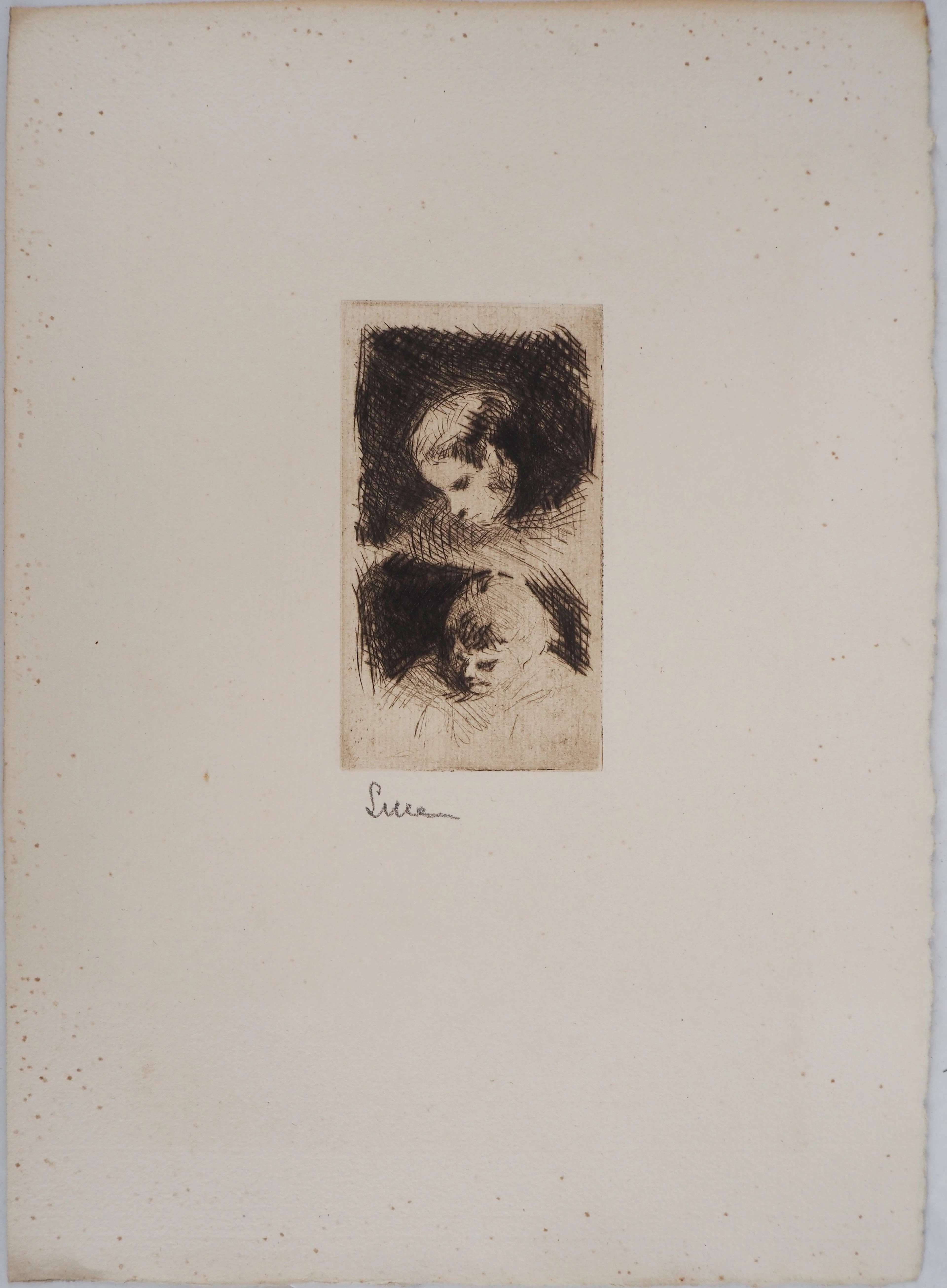 Maximilien LUCE - Etude d'un jeune enfant Vers 1890 - Gravure originale signée