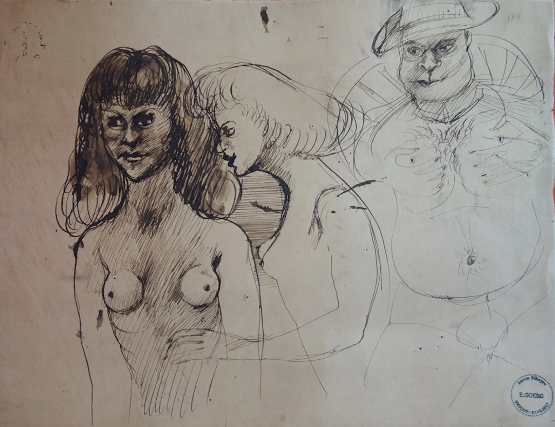 Edouard GOERG - Scène de bordel - Dessin original signé