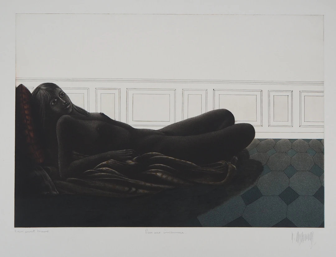 Michel MATHONNAT : Pour une inconnue - Gravure originale signée au crayon
