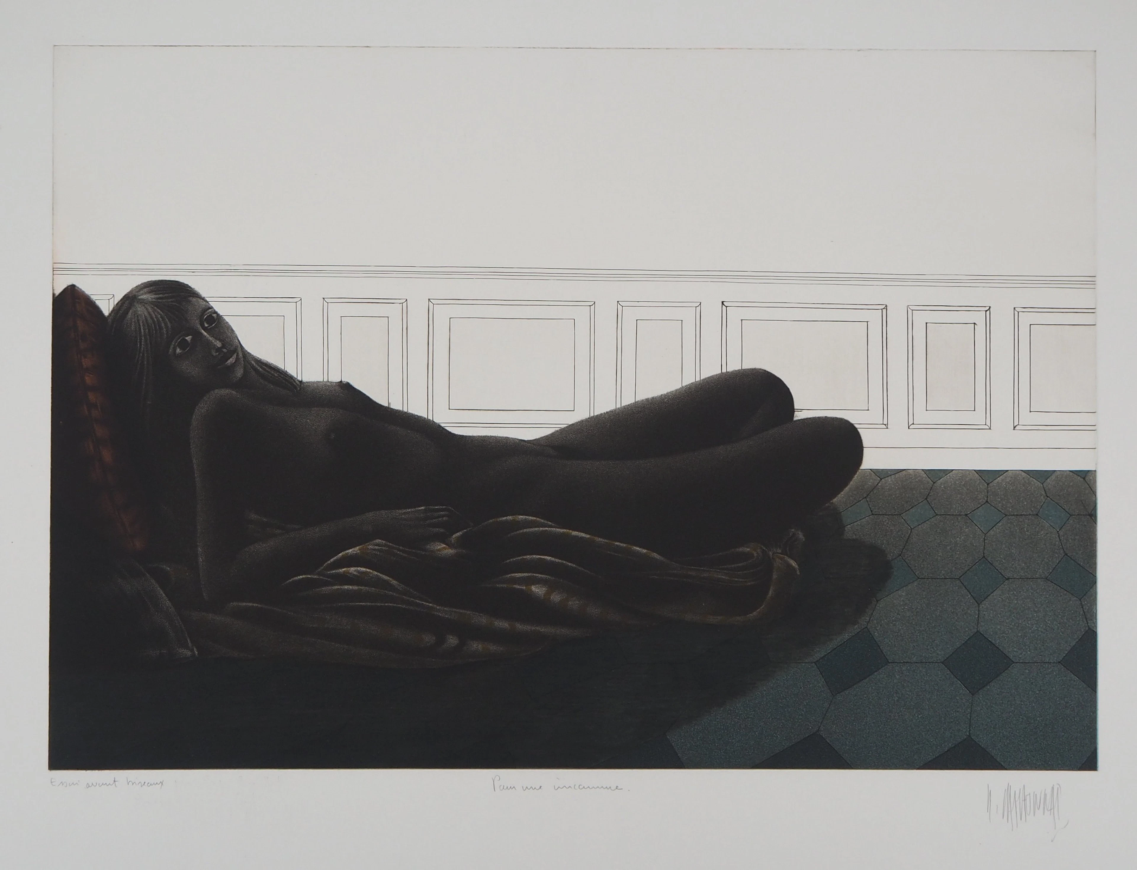 Michel MATHONNAT : Pour une inconnue - Gravure originale signée au crayon