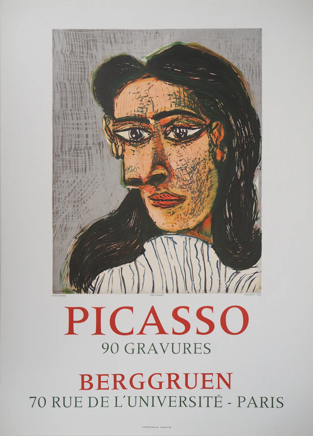 Pablo PICASSO : Portrait de femme (Dora Maar), Affiche en lithographie