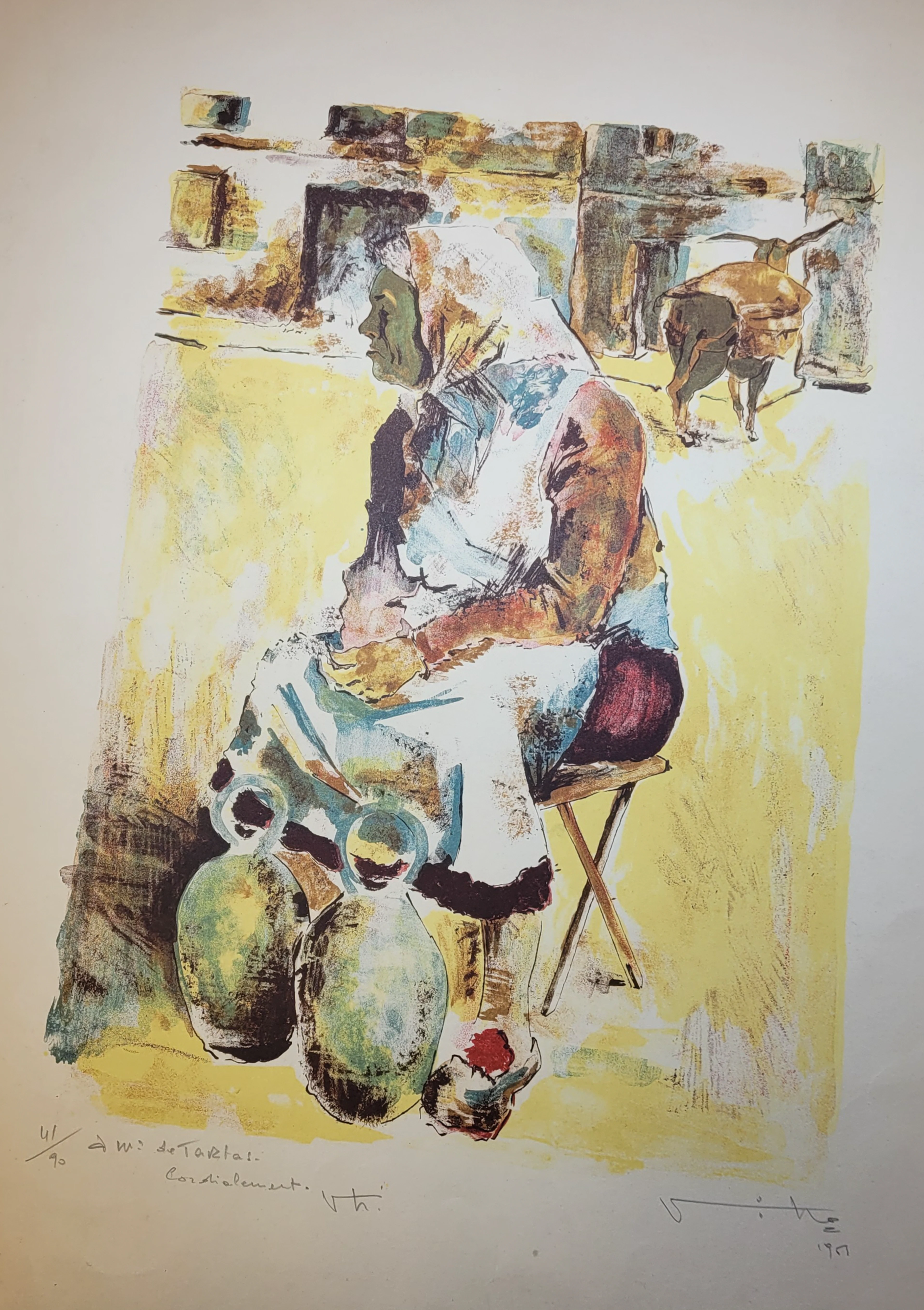 Viet Hô - Sans titre, 1951 - Lithographie originale signée au crayon