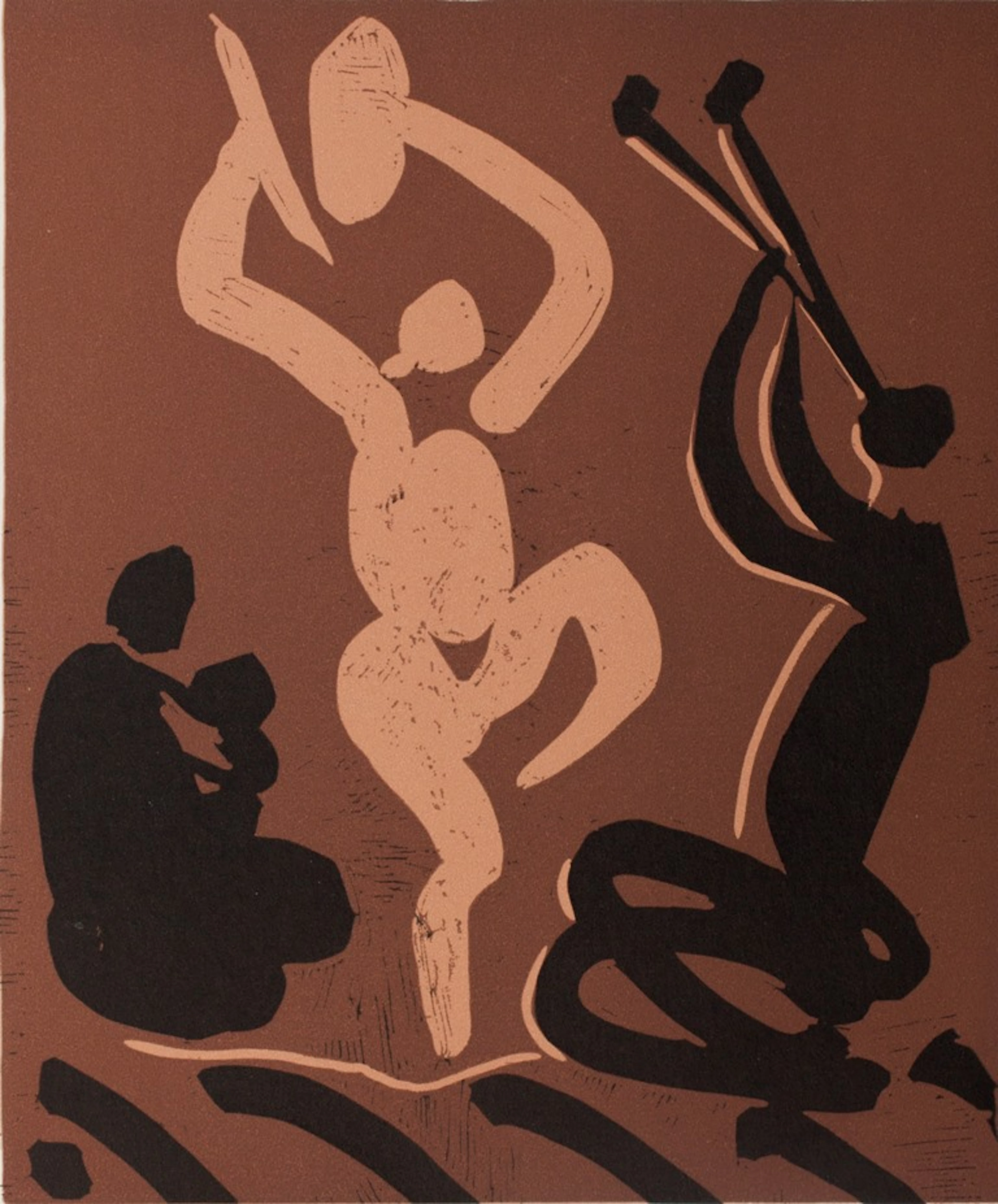Pablo PICASSO : Danseurs et musiciens - Linogravure (1962)