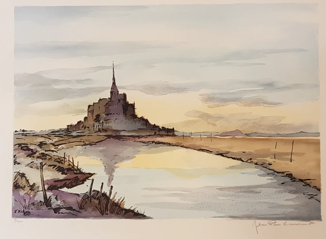 Jean Pierre LAURENT - Le Mont Saint Michel 1 - Lithographie originale signée