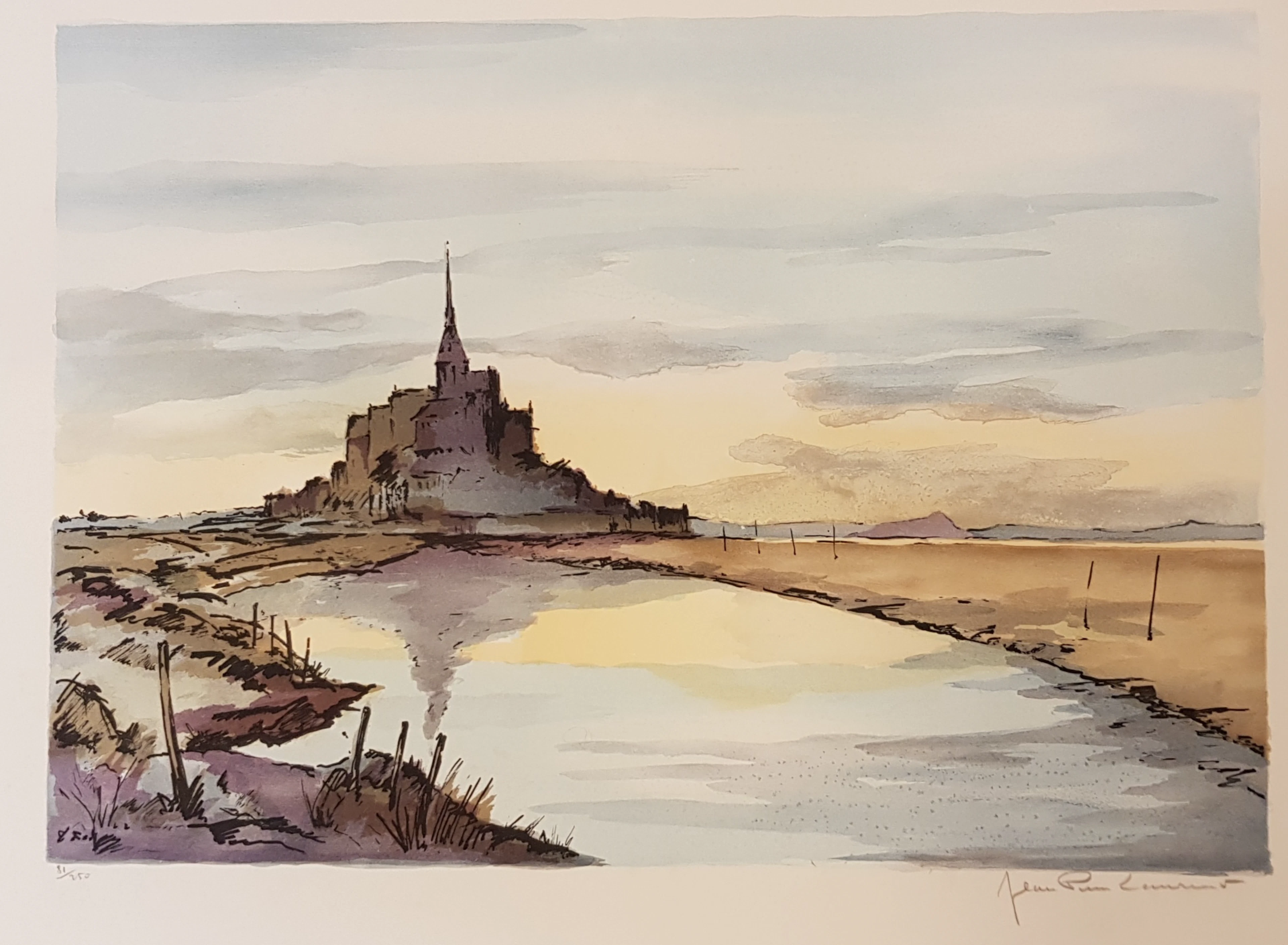 Jean Pierre LAURENT - Le Mont Saint Michel 1 - Lithographie originale signée