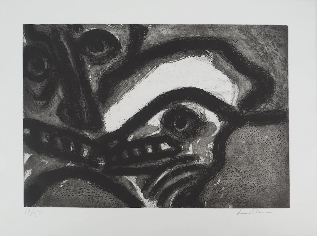 Bengt LINDSTROM : Le Maître et son chien, Gravure originale signée