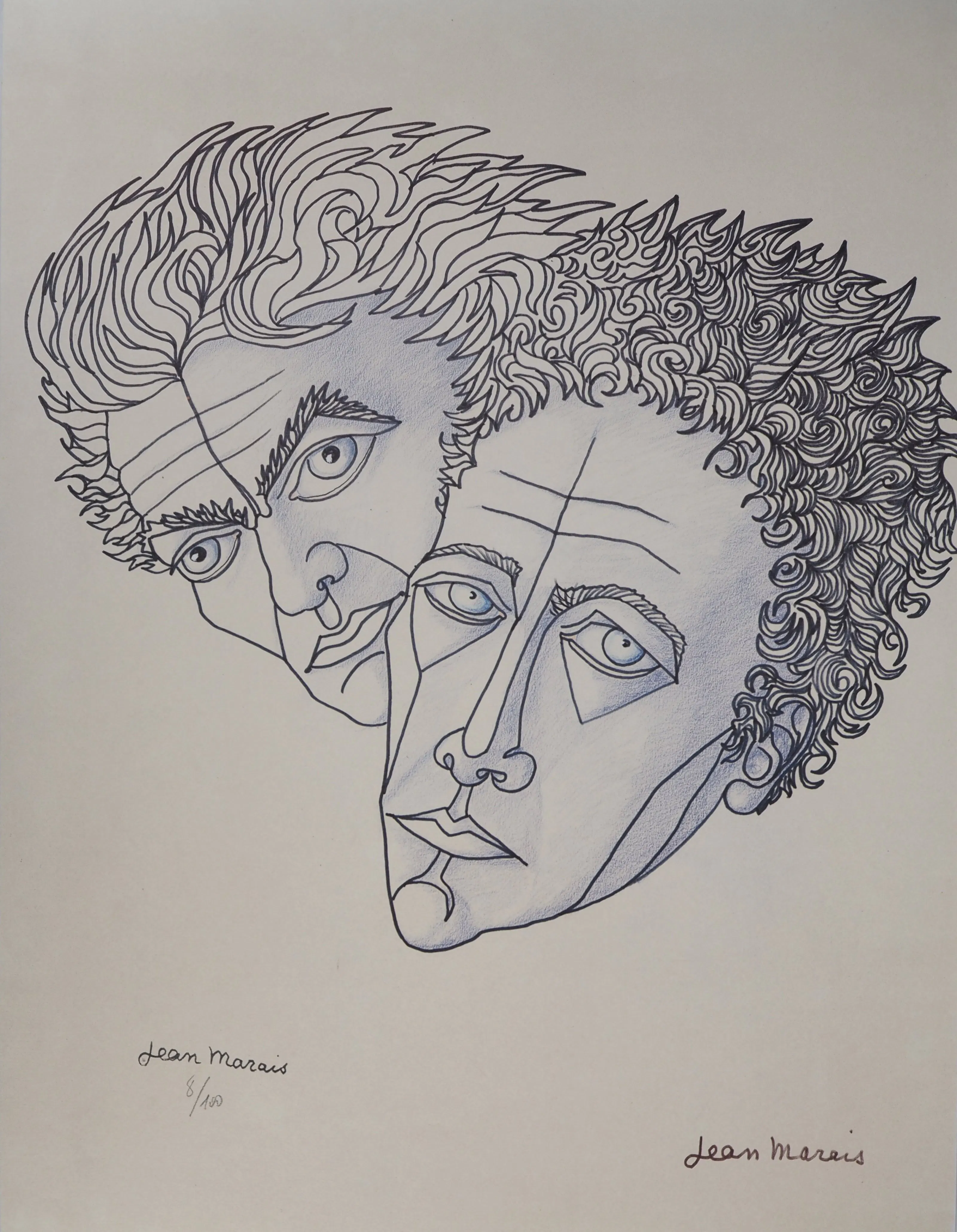 Jean MARAIS - Jean Cocteau et Moi - Lithographie sur vélin Signée