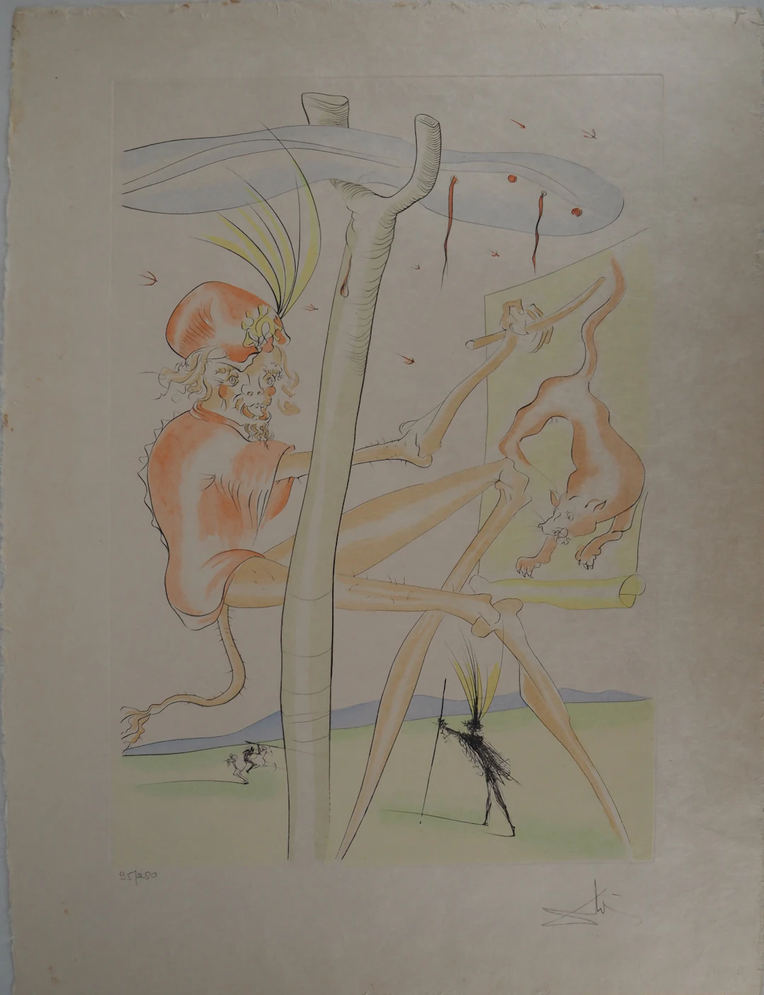 Salvador Dali - Le Singe et le Léopard, 1974 - Gravure originale signée