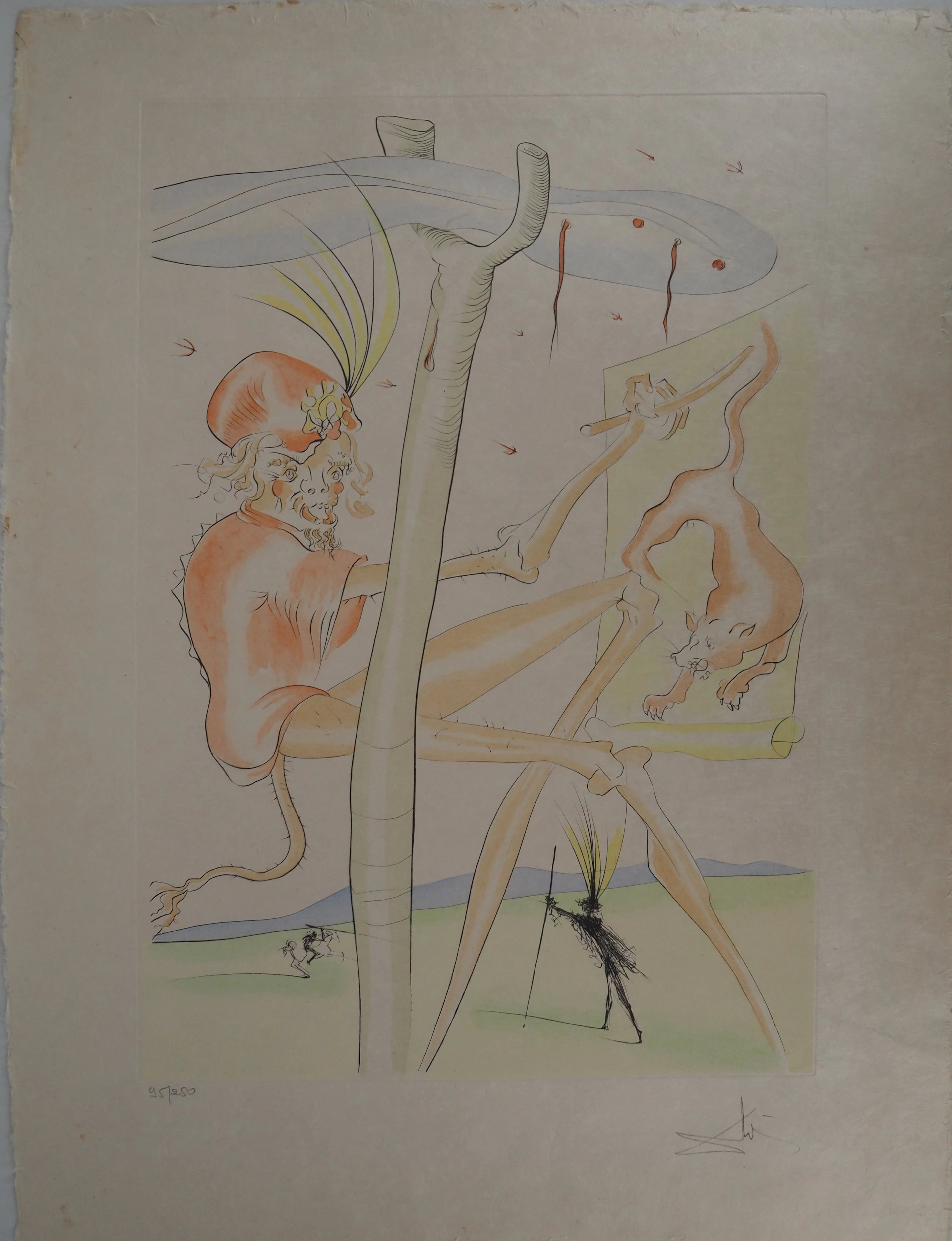 Salvador Dali - Le Singe et le Léopard, 1974 - Gravure originale signée