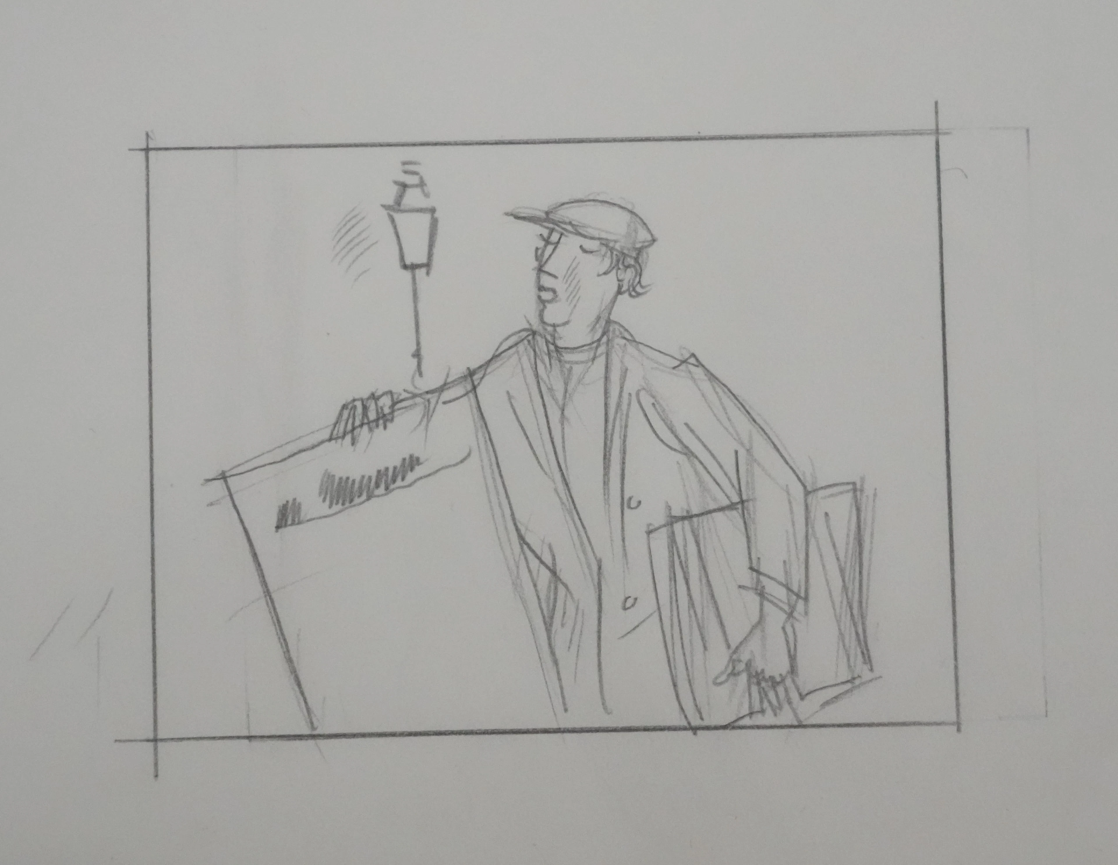Jean-Emile LABOUREUR : Crieur, Dessin original