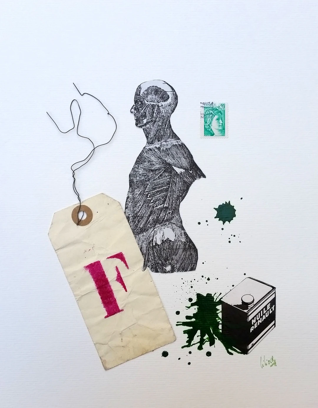 Christophe STOUVENEL - No Sense Anatomy, 2018 - Collage signé