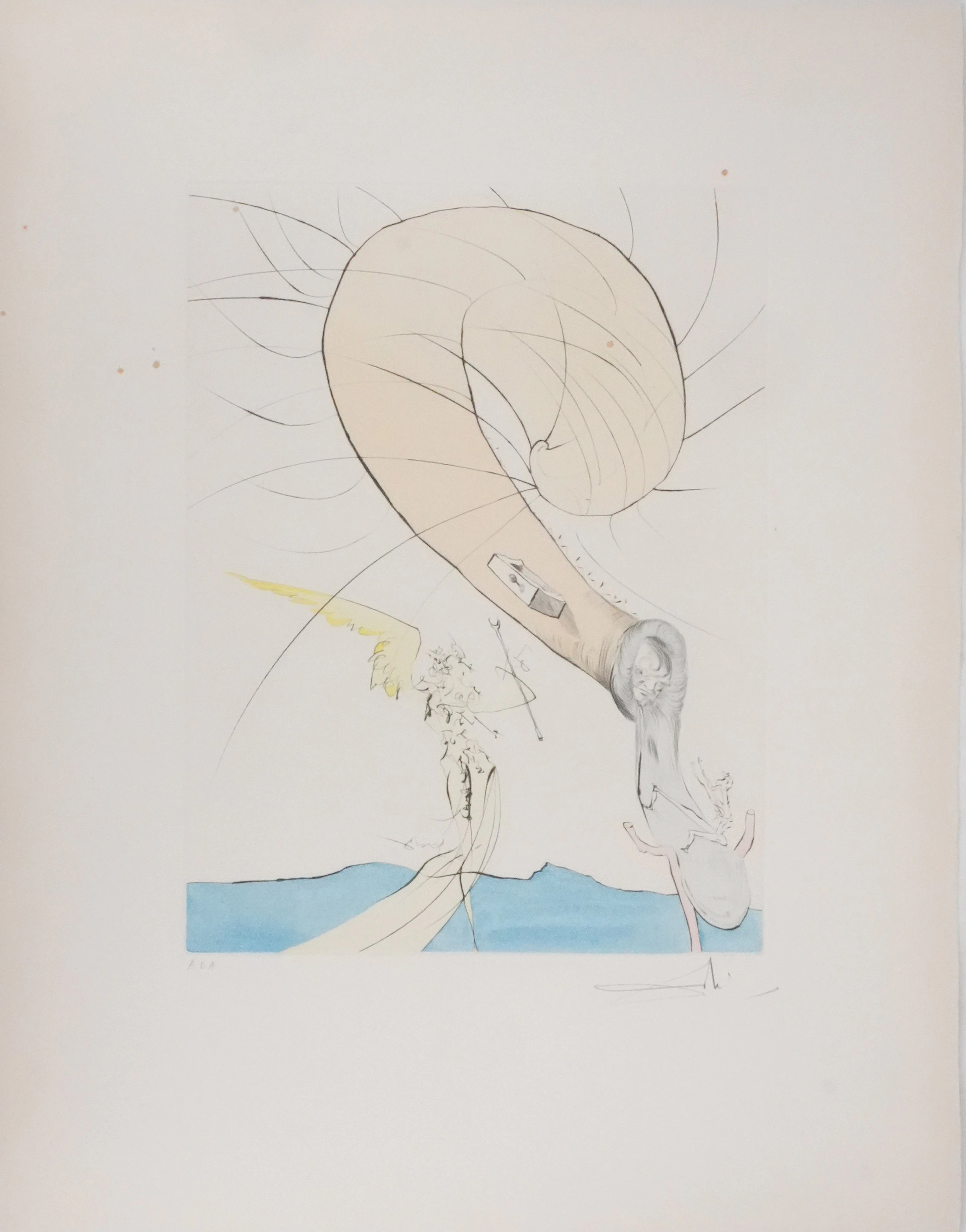 Salvador Dali - Freud à la tête d’escargot, 1974 - Gravure et pochoir