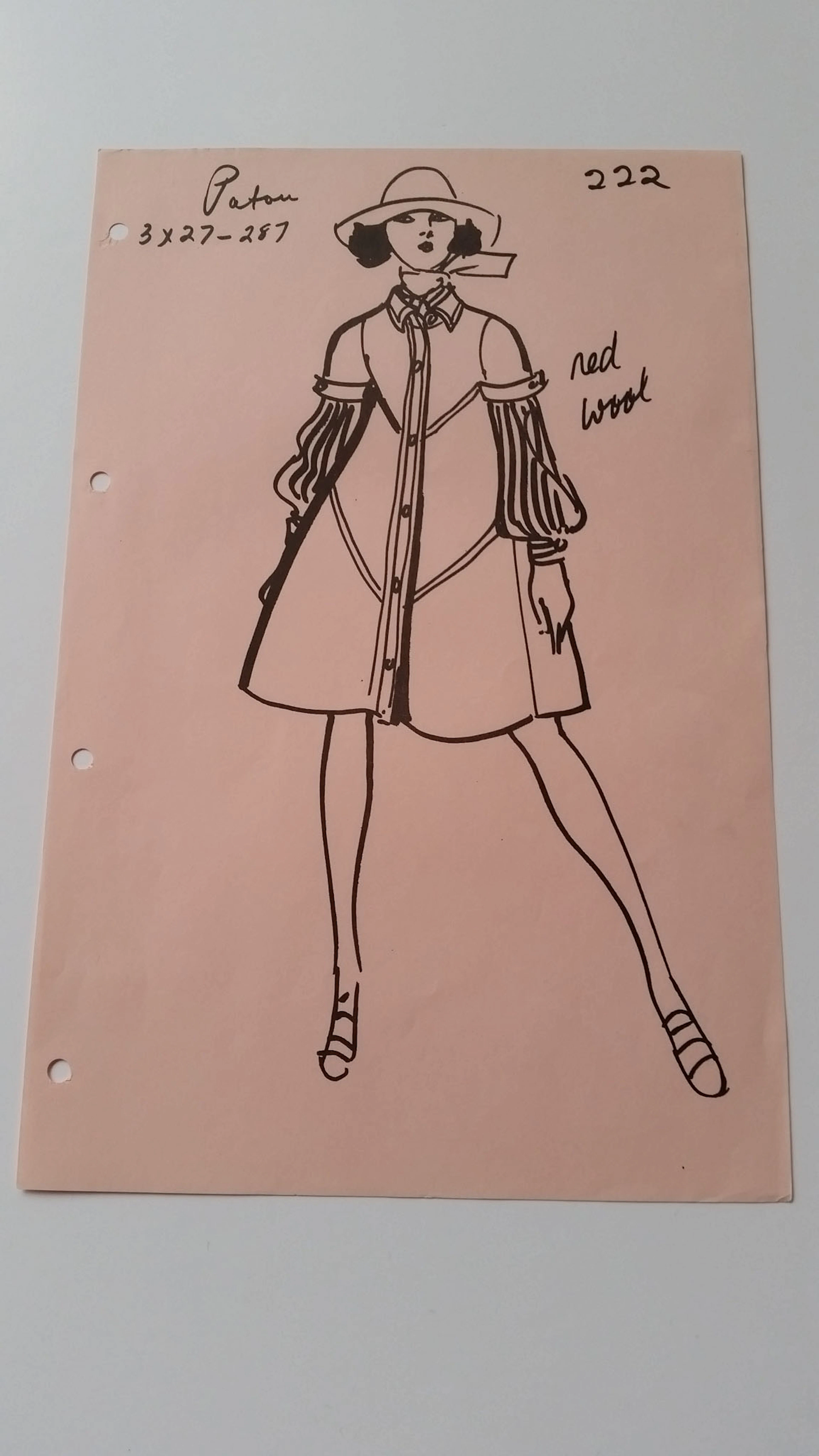 Jean Patou - Croquis veste et robe - red wool