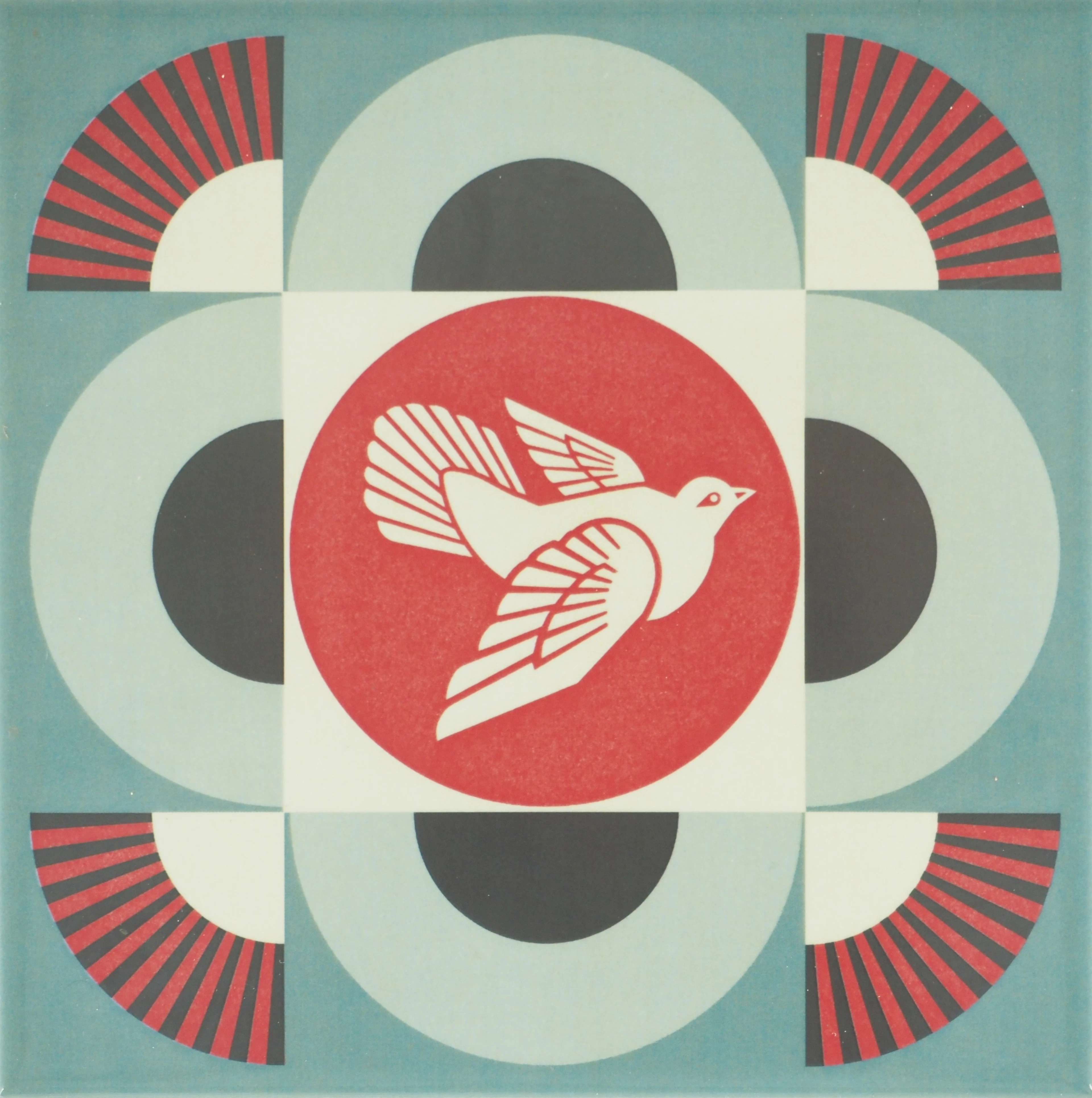 Shepard FAIREY (OBEY) : Geometric dove (blue) - Céramique signée