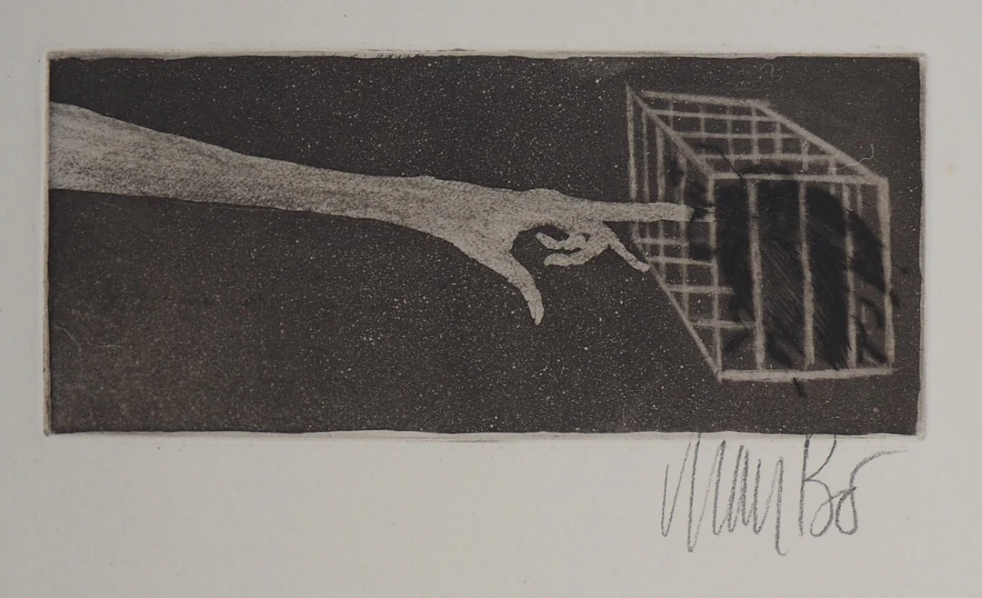 Lars BO : Le touche et le bête - Gravure originale signée au crayon
