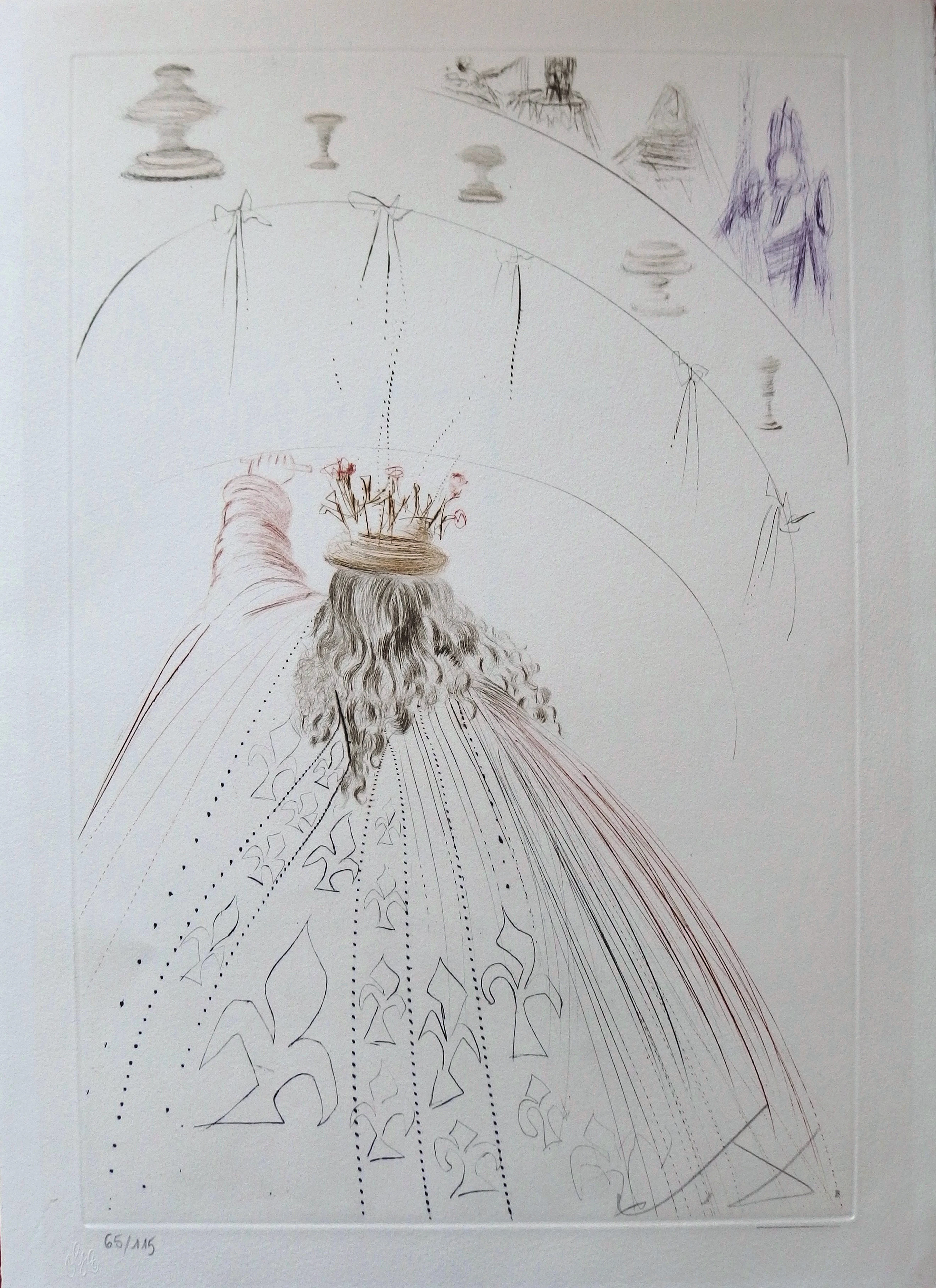 Salvador DALI : Les chevaliers du roi Arthur - Gravure originale Signée
