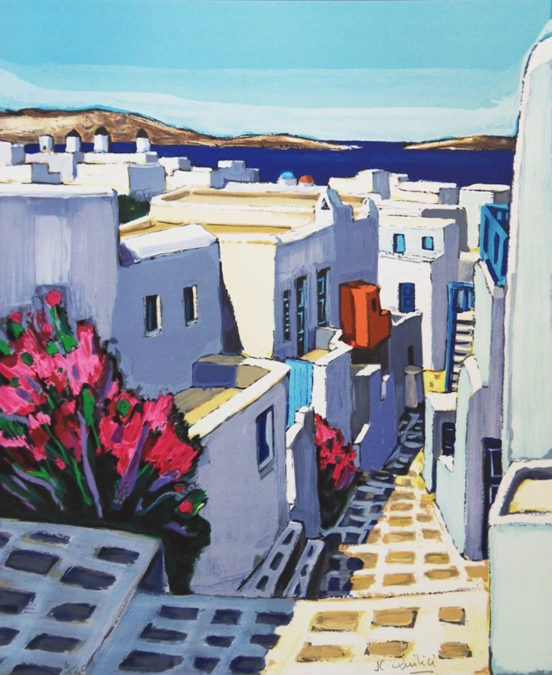 Jean-Claude QUILICI - Beauté de Santorin - Lithographie signée au crayon
