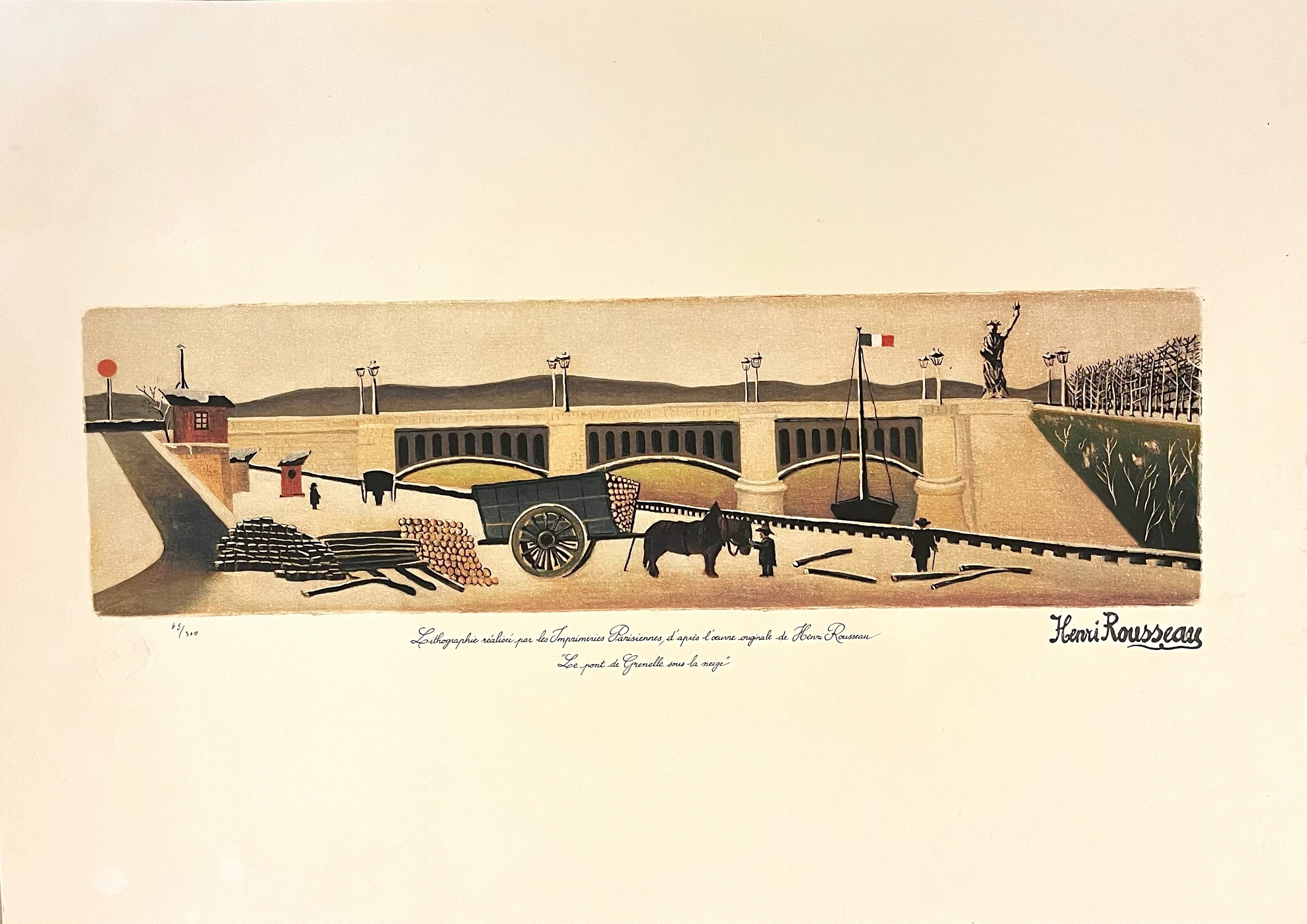 Le Douanier Rousseau - Pont de Grenelle sous la neige - Lithographie