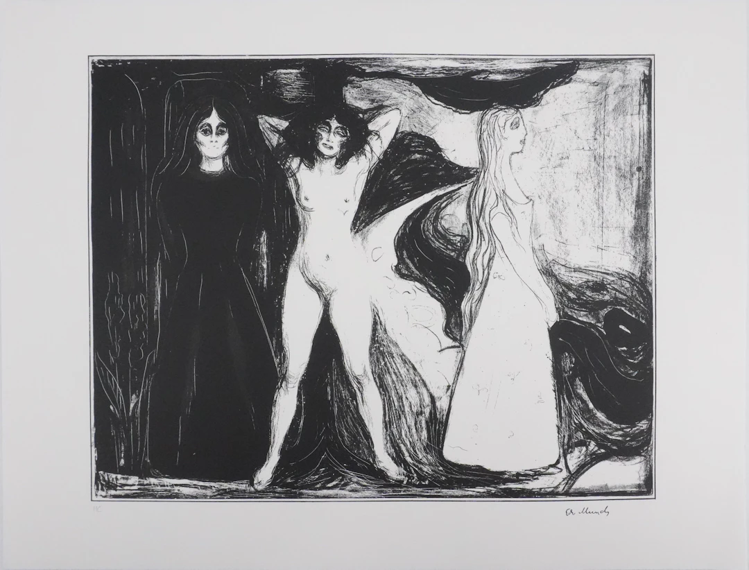 Edvard MUNCH : Les trois âges de la femme, Lithographie signée