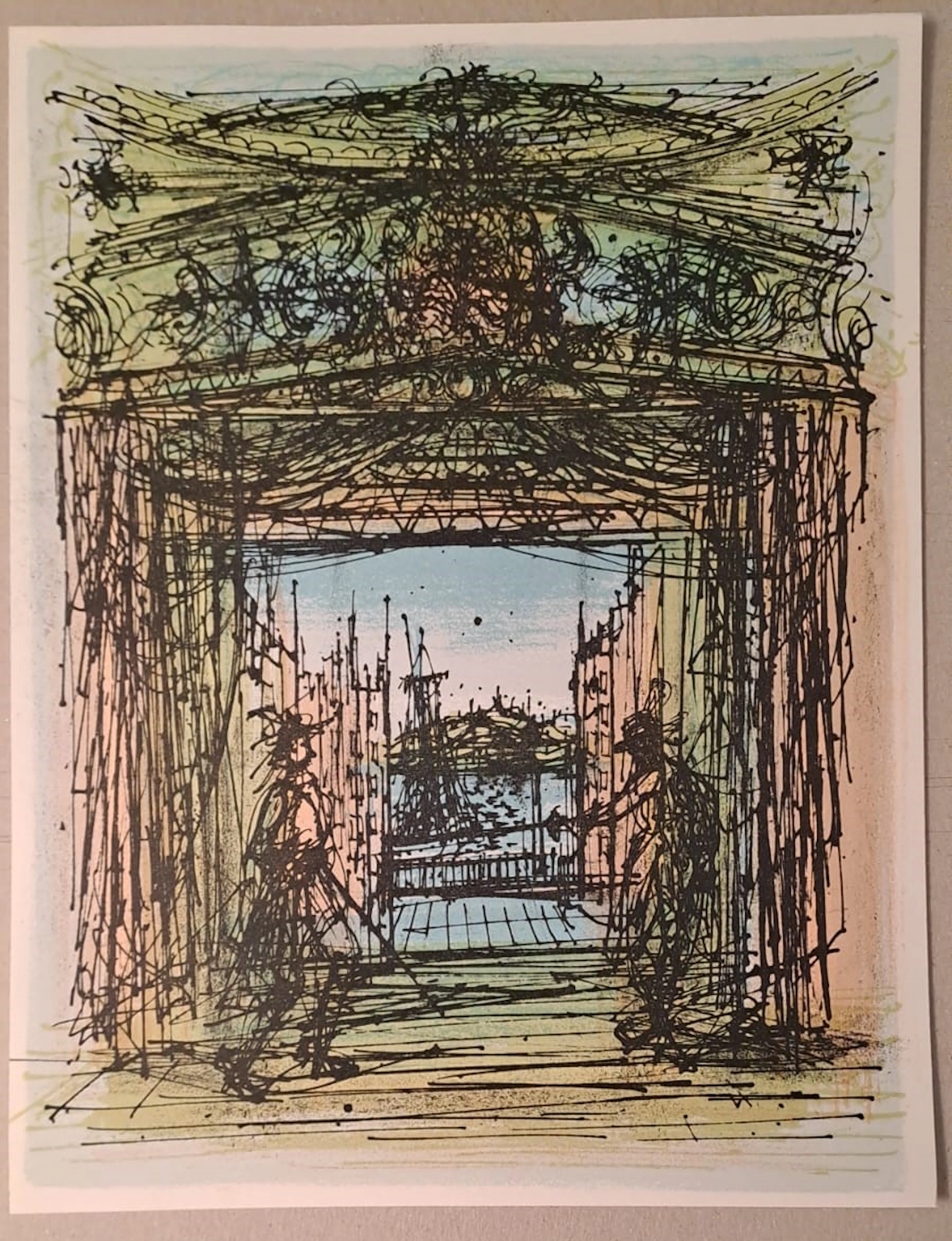 Jean Carzou - Scène de théâtre - Lithographie originale