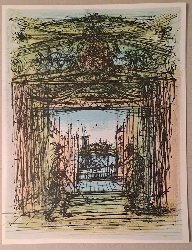 Jean Carzou - Scène de théâtre - Lithographie originale