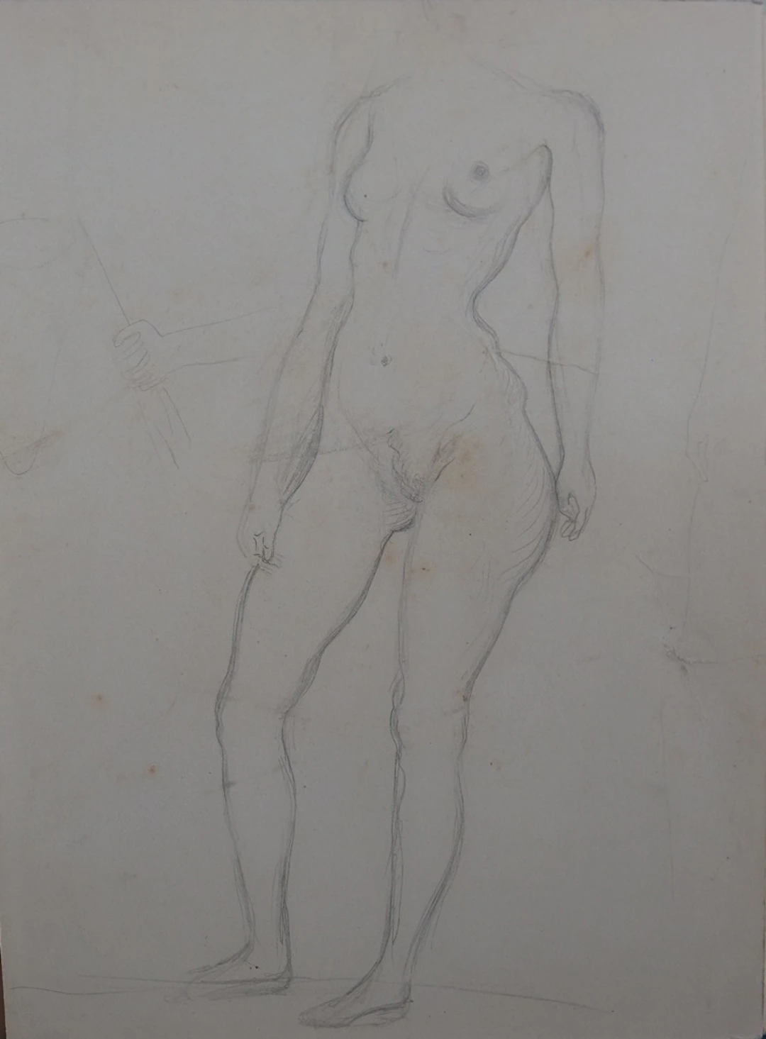 Salvador DALI - Modèle nu debout - Dessin original de la collection Paul Eluard