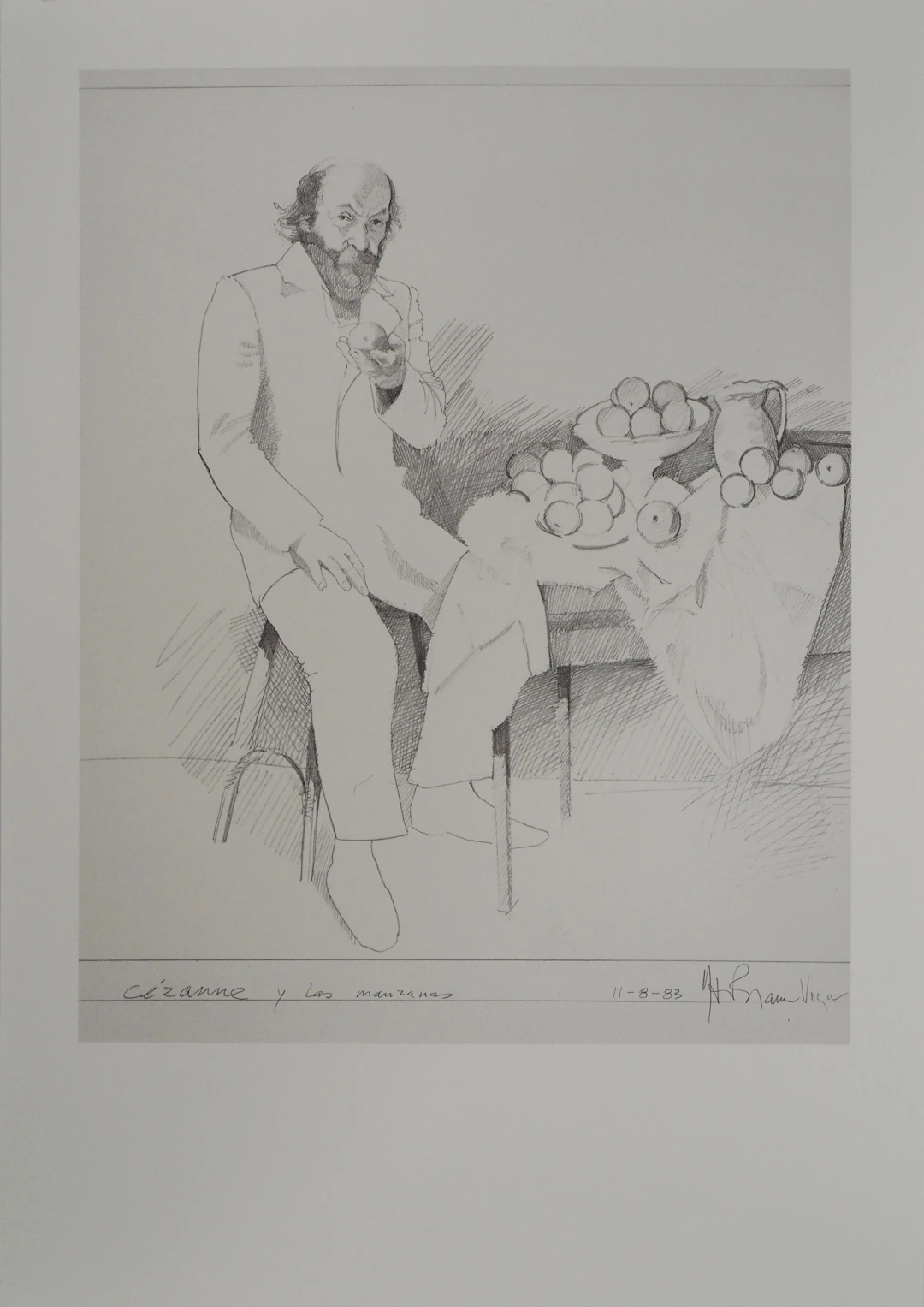 Herman BRAUN-VEGA : Hommage, Cézanne et les pommes, Héliogravure signée