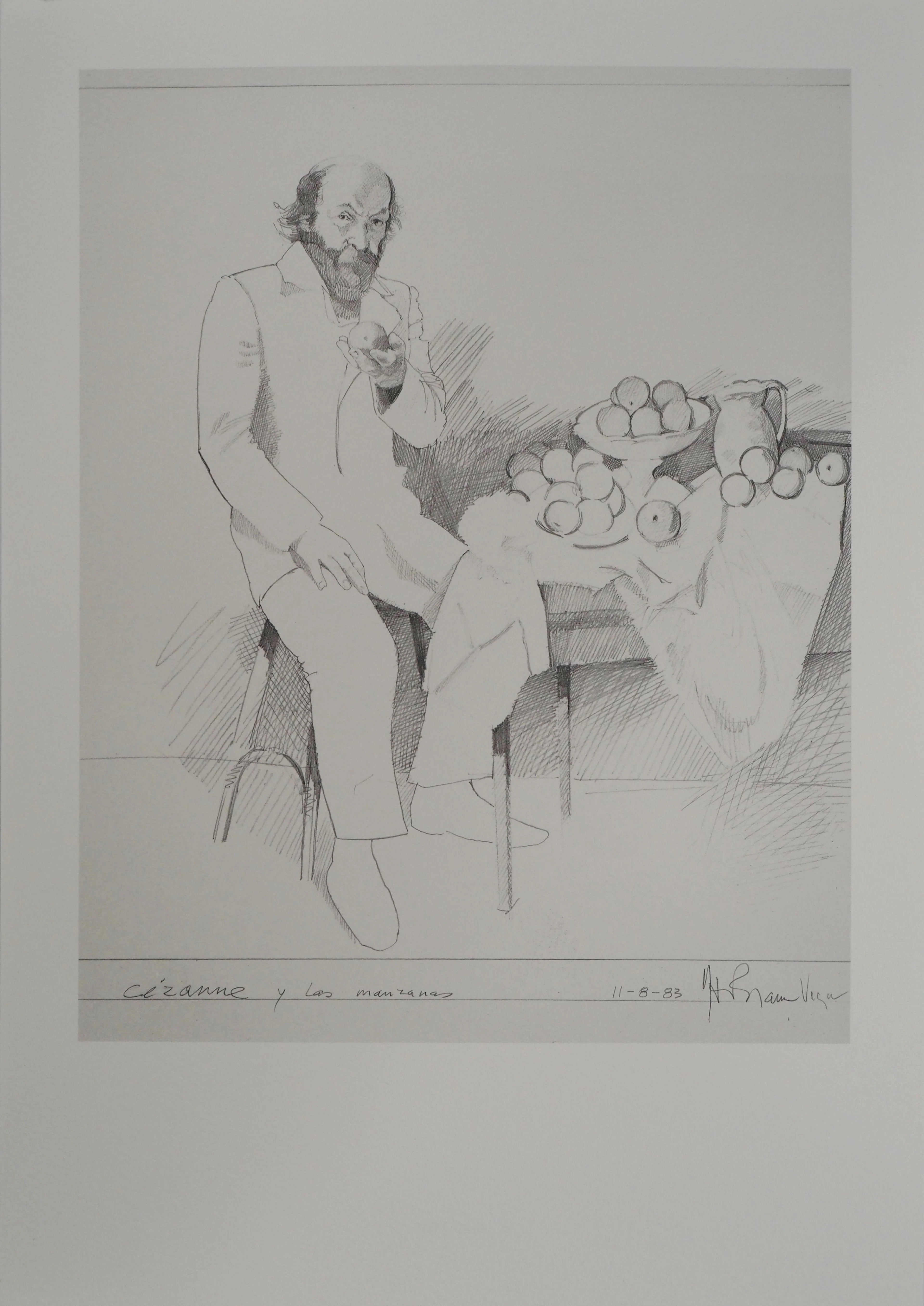 Herman BRAUN-VEGA : Hommage, Cézanne et les pommes, Héliogravure signée