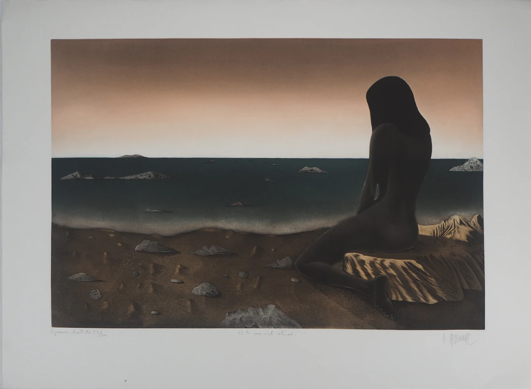 Michel MATHONNAT : Et la mer s’est retirée - Gravure originale signée