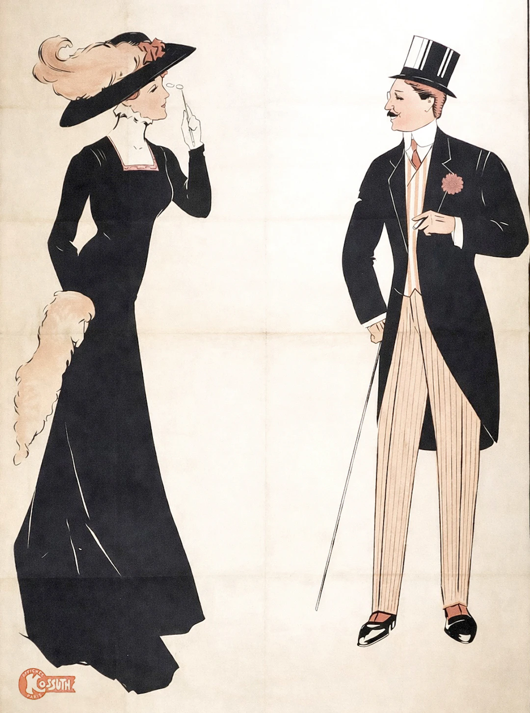 Affiche publicitaire originale Art Nouveau, lithographie vers 1905