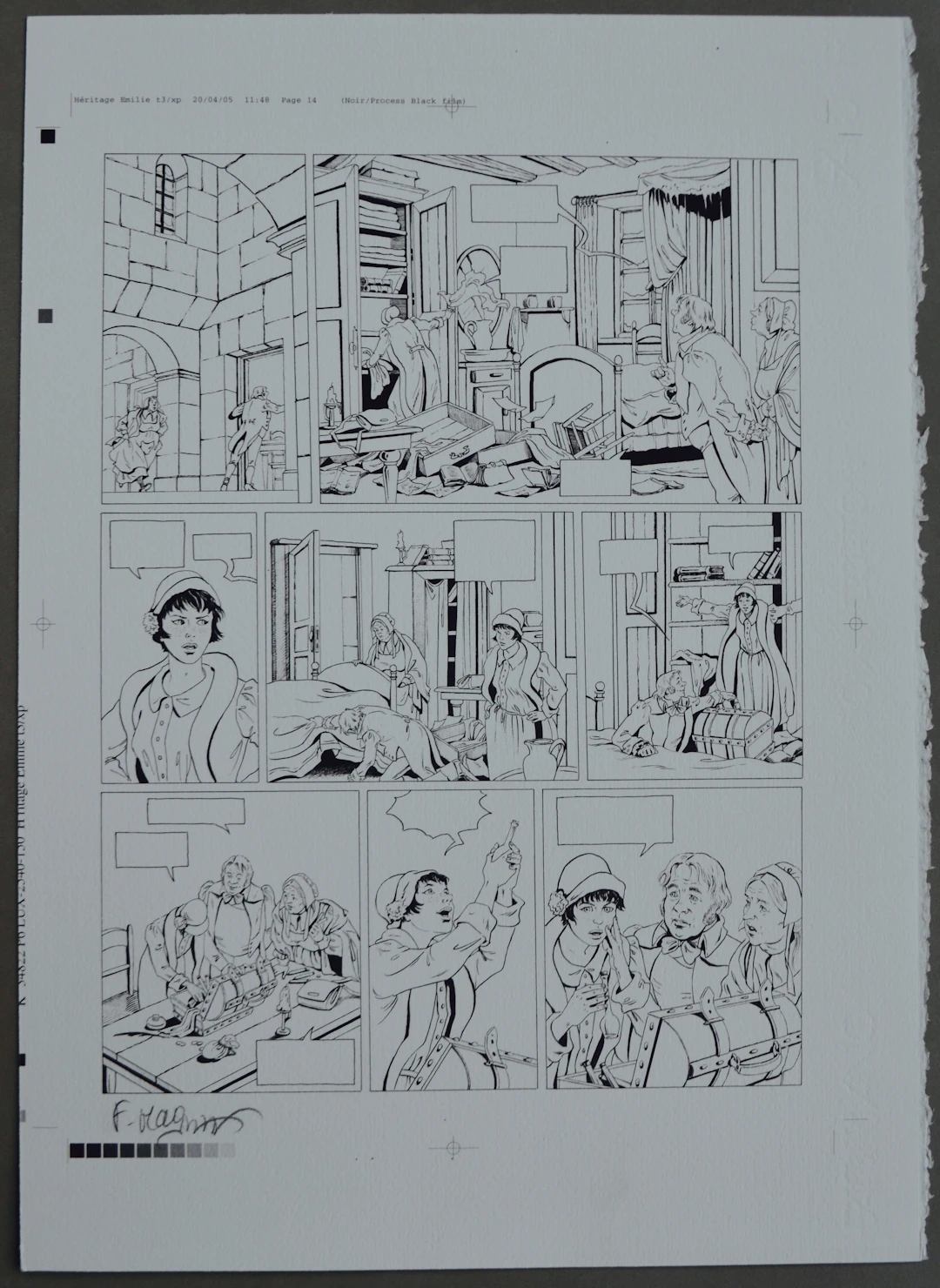 Florence Magnin - Héritage Emilie T03 L’ÉXILÉ, 2004 - Planche offset signée