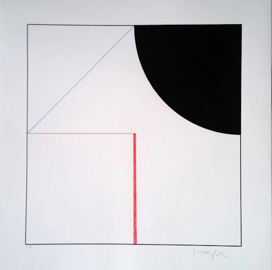 Gottfried HONEGGER - Composition Cercle et Carré (noir, rouge), 2015