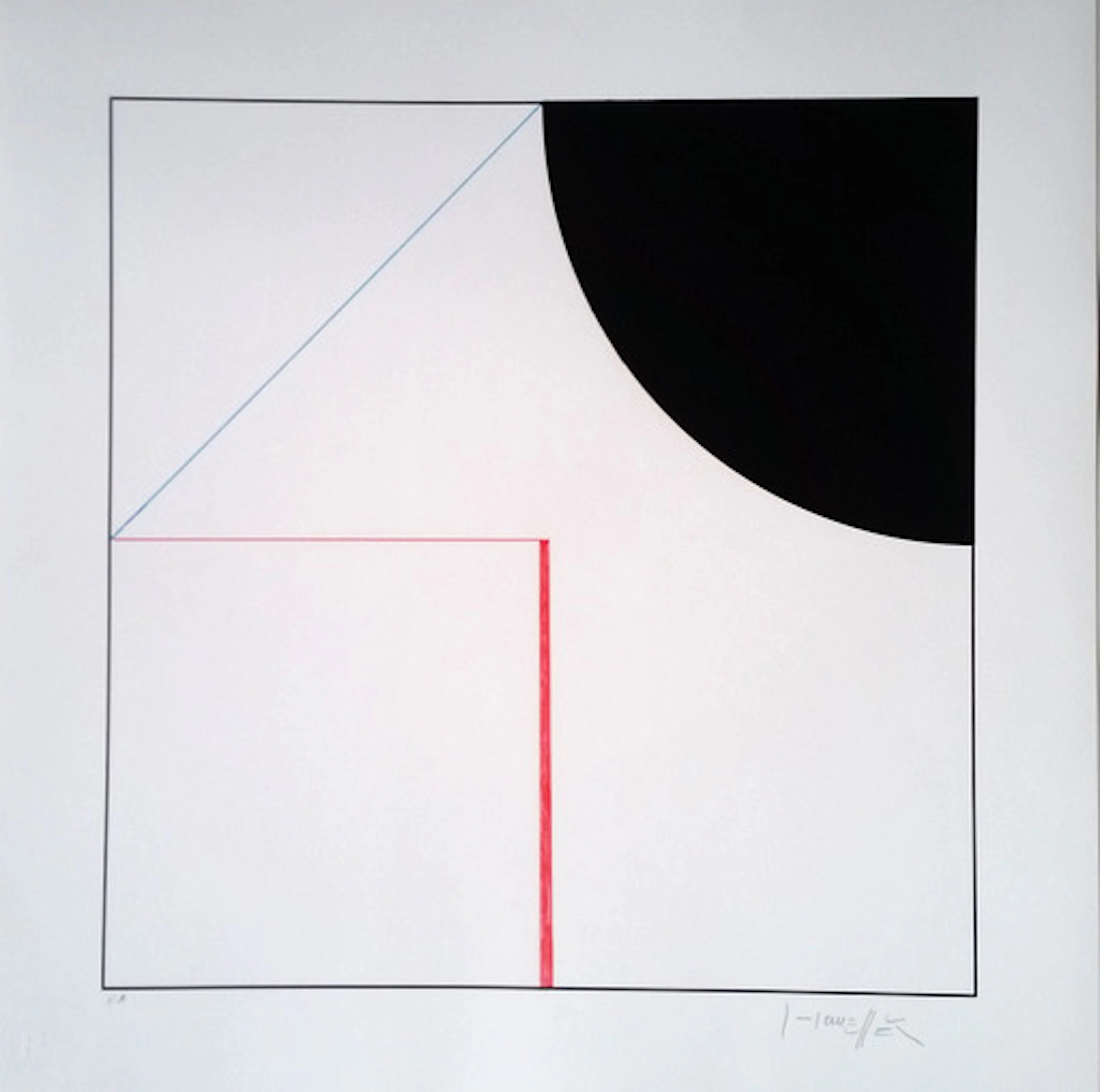 Gottfried HONEGGER - Composition Cercle et Carré (noir, rouge), 2015
