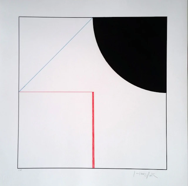 Gottfried HONEGGER - Composition Cercle et Carré (noir, rouge), 2015