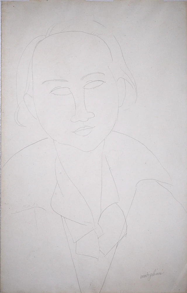 Amedeo MODIGLIANI - Portrait de femme, c. 1917 - Dessin original signé