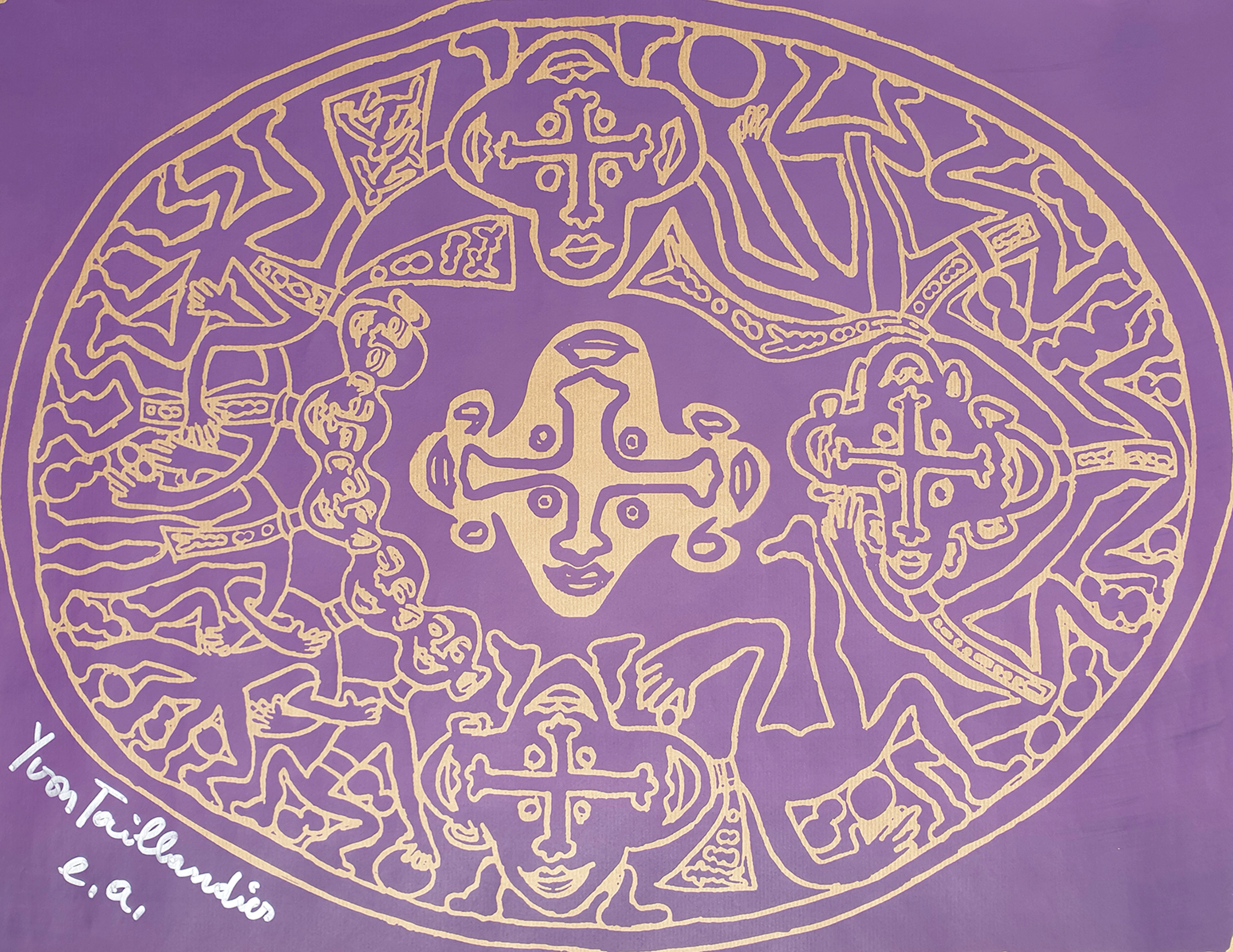 Yvon TAILLANDIER- Tribal violet, 2018 - Sérigraphie signée