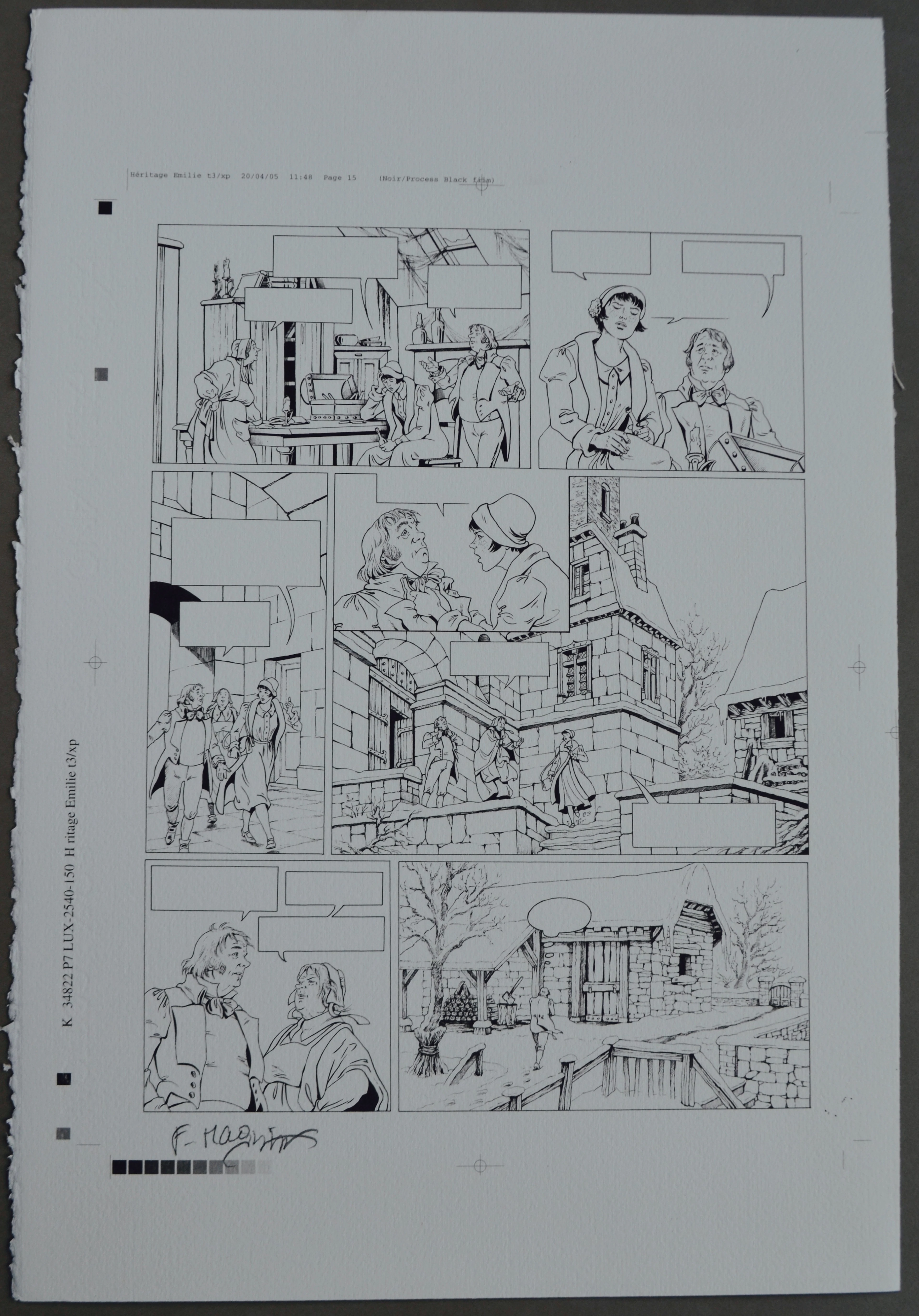 Florence Magnin - Héritage Emilie T03 L’ÉXILÉ, 2004 - Planche offret signée
