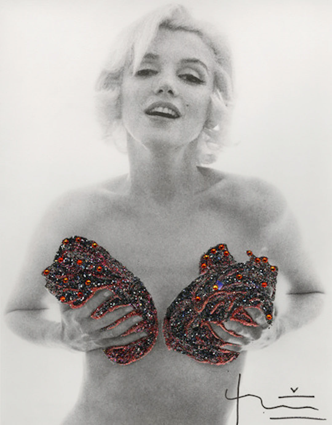 Bert STERN - Marilyn Red Classic Charcoal Roses, Photographie signée