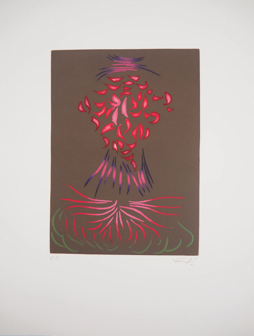 Jacques HEROLD - Fleur de célosie abstraite, 1975 - Gravure originale