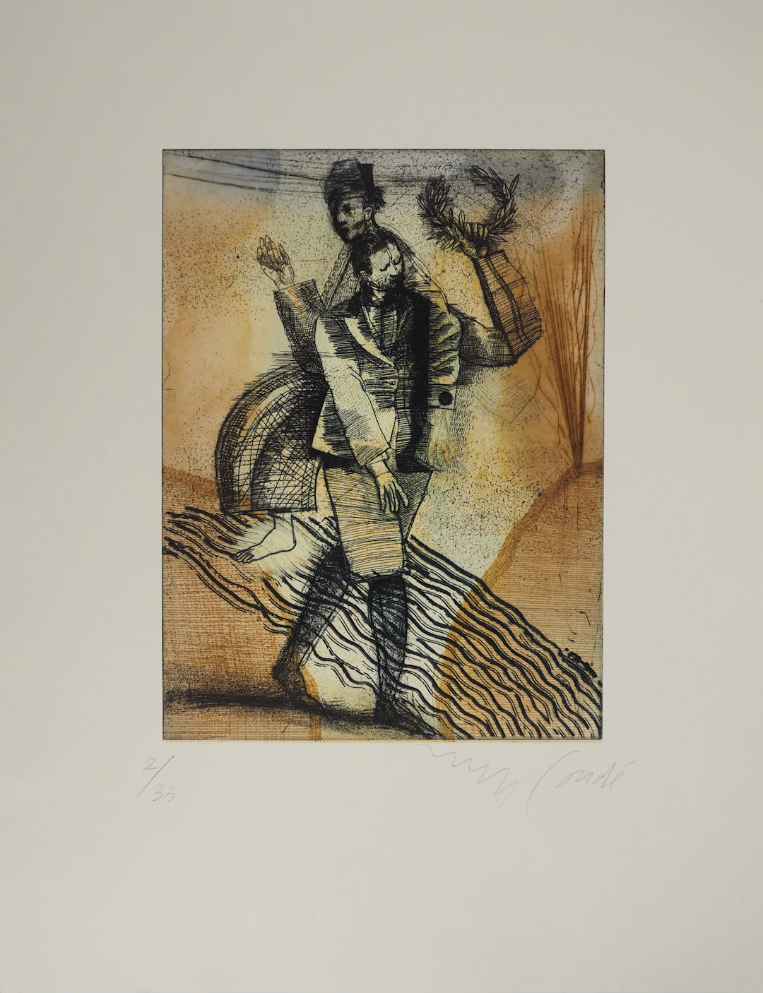 Miguel CONDÉ : Fleuve Maudit, La couronne de laurier, Gravure originale