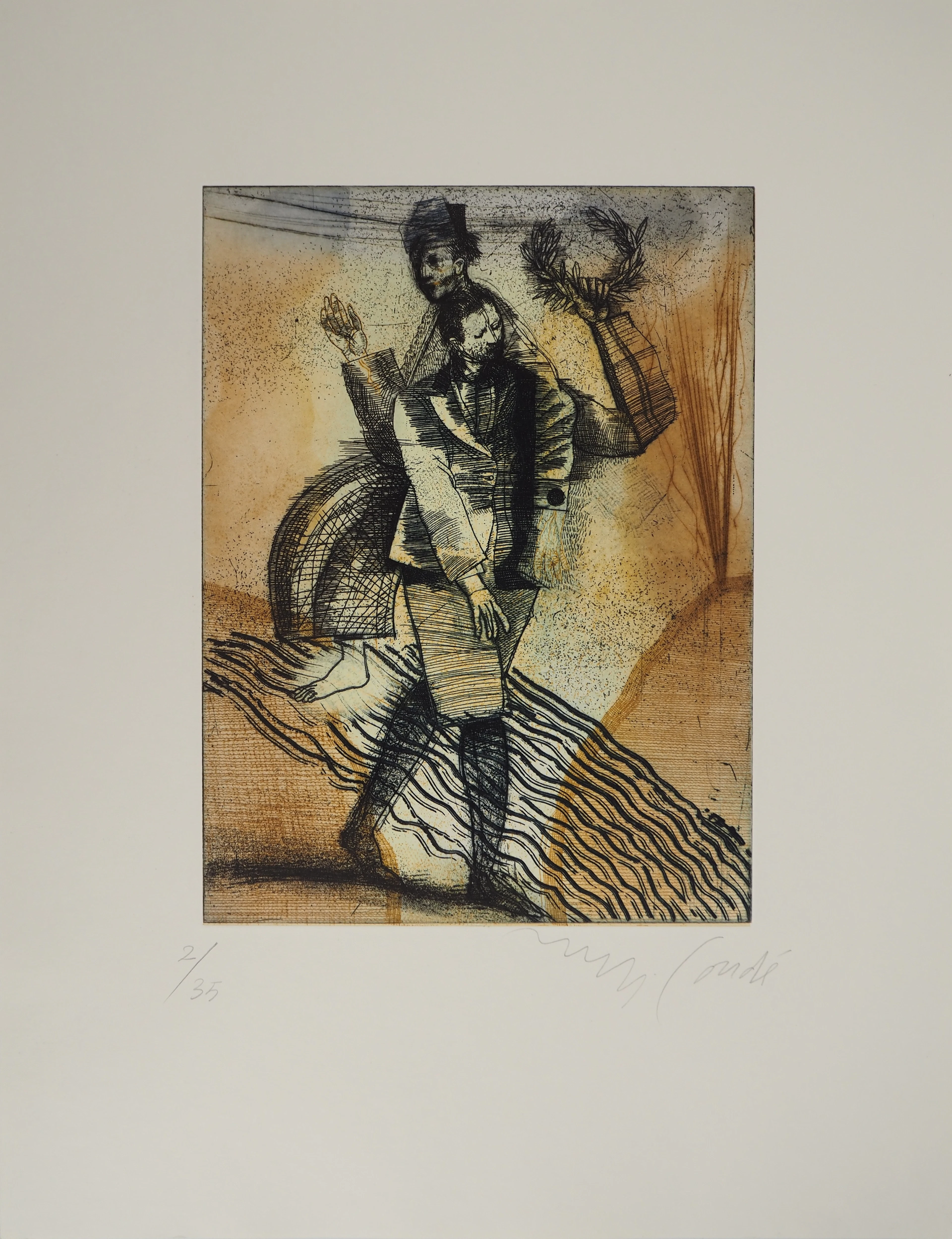 Miguel CONDÉ : Fleuve Maudit, La couronne de laurier, Gravure originale