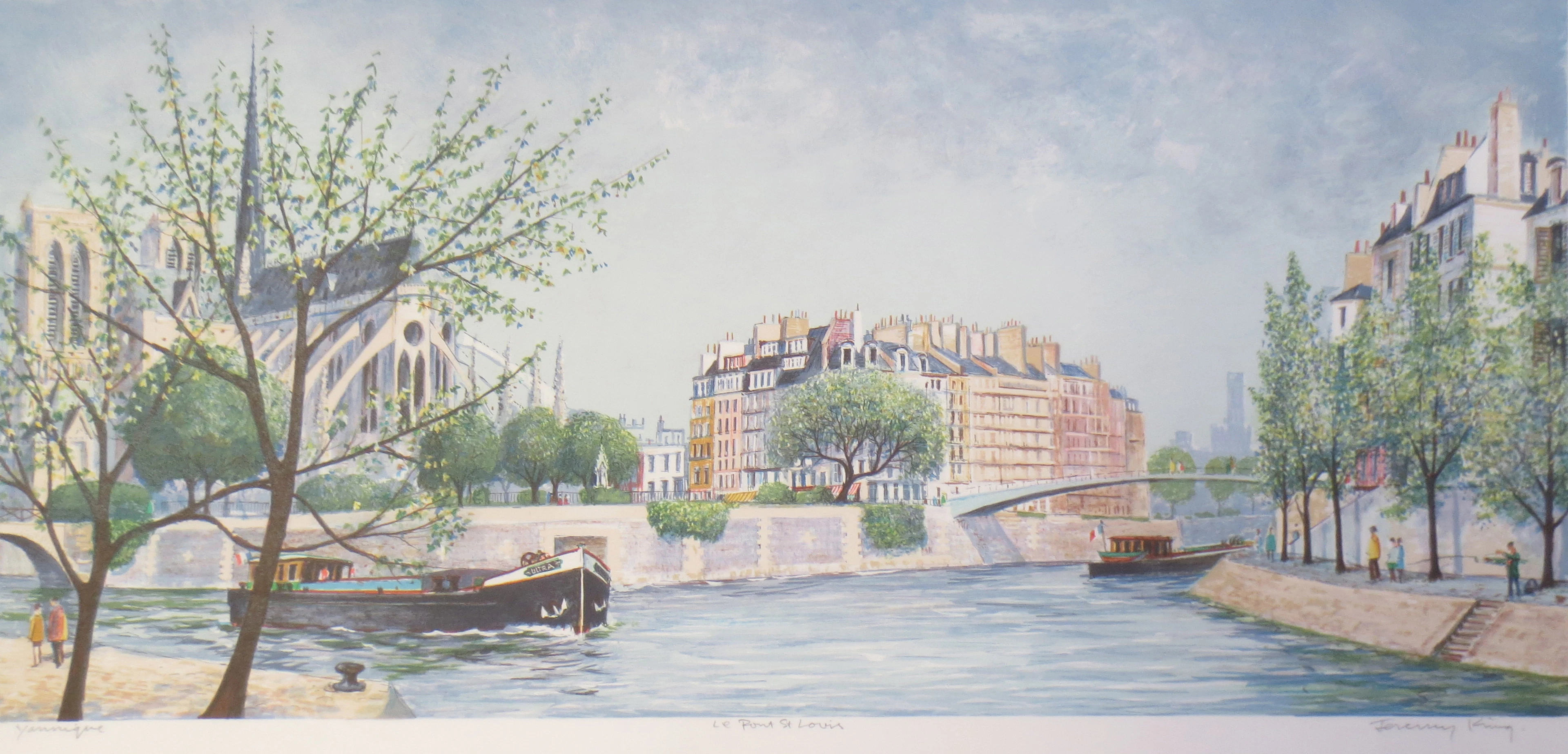 Jeremy KING - Le pont Saint-Louis Paris - Lithographie signée et dédicacée