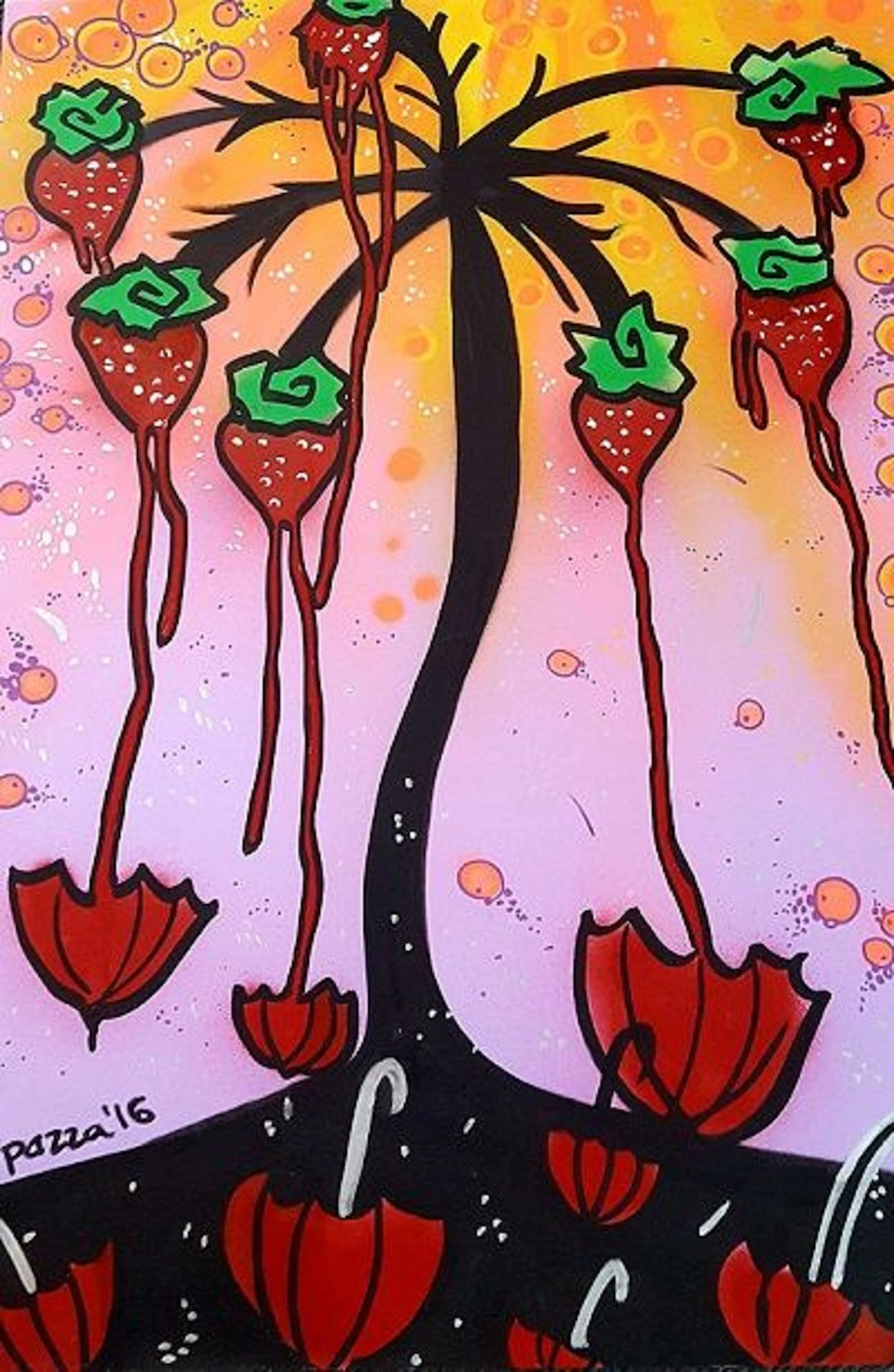 La Pupazza, Le parapluie de l’arbousier, 2016 - Acrylique et spray sur papier